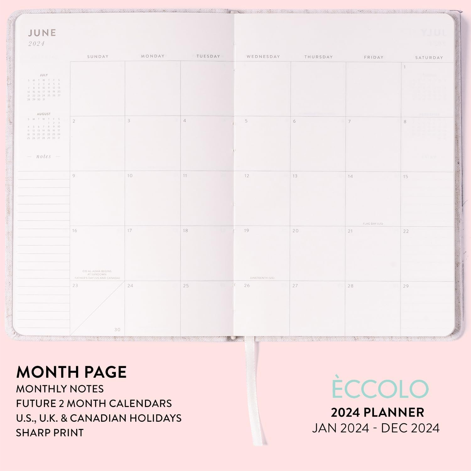 2024 Embroidered Mushroom 6x8 Bound Planner