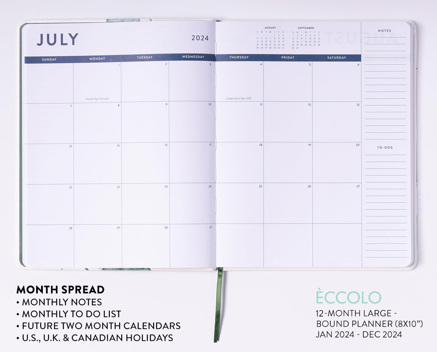 2024 Green Botanical Large Bound Planner