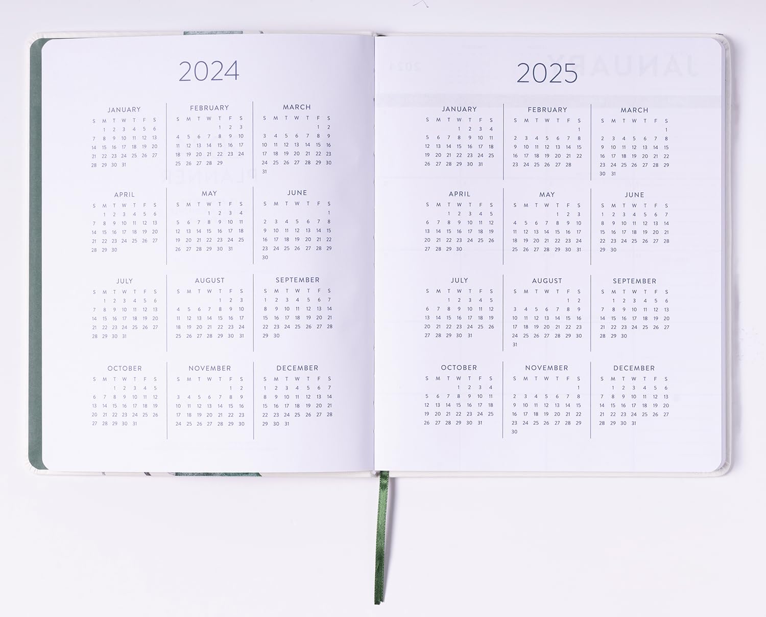 2024 Green Botanical Large Bound Planner