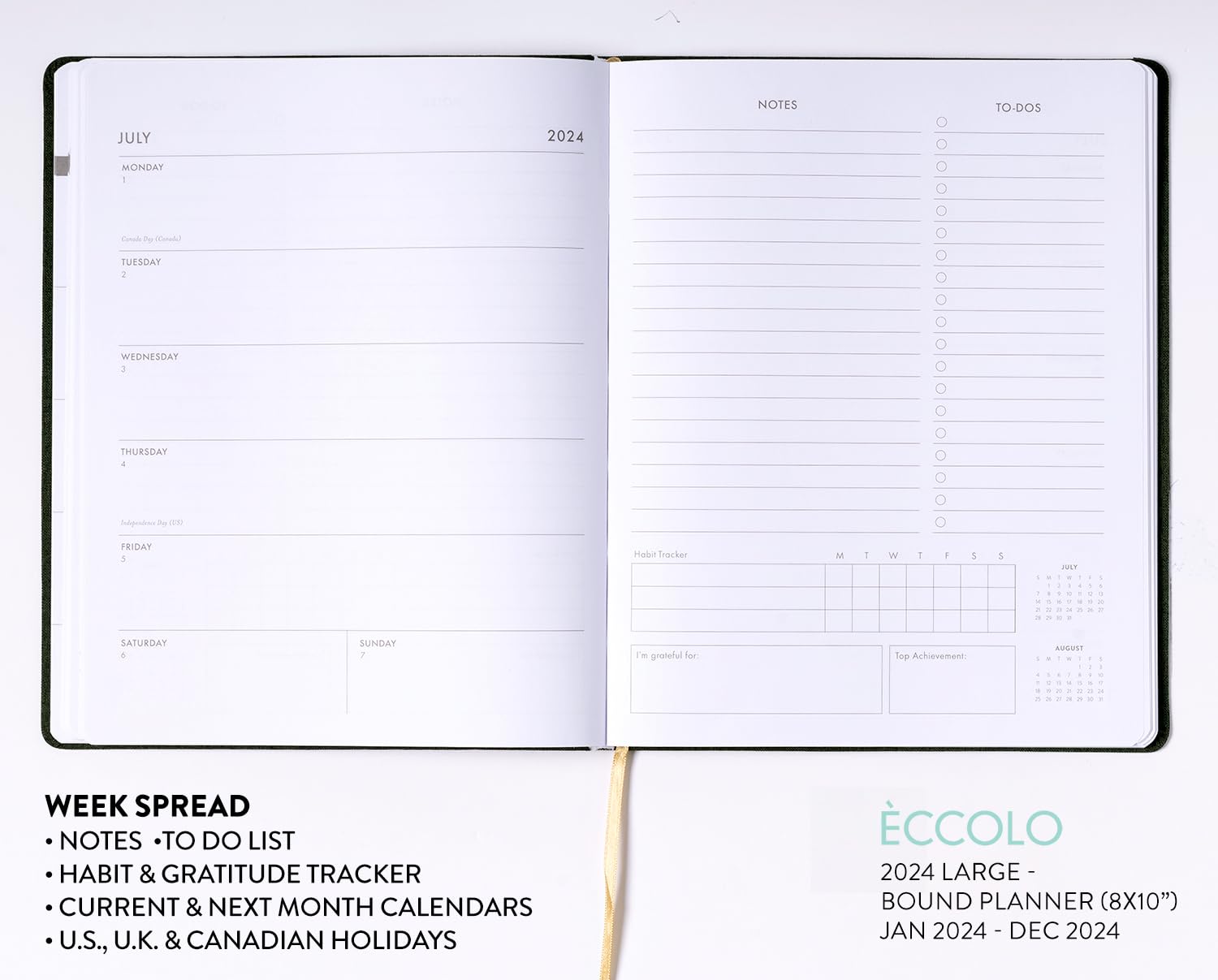 2024 Linen Floral Large Bound Planner