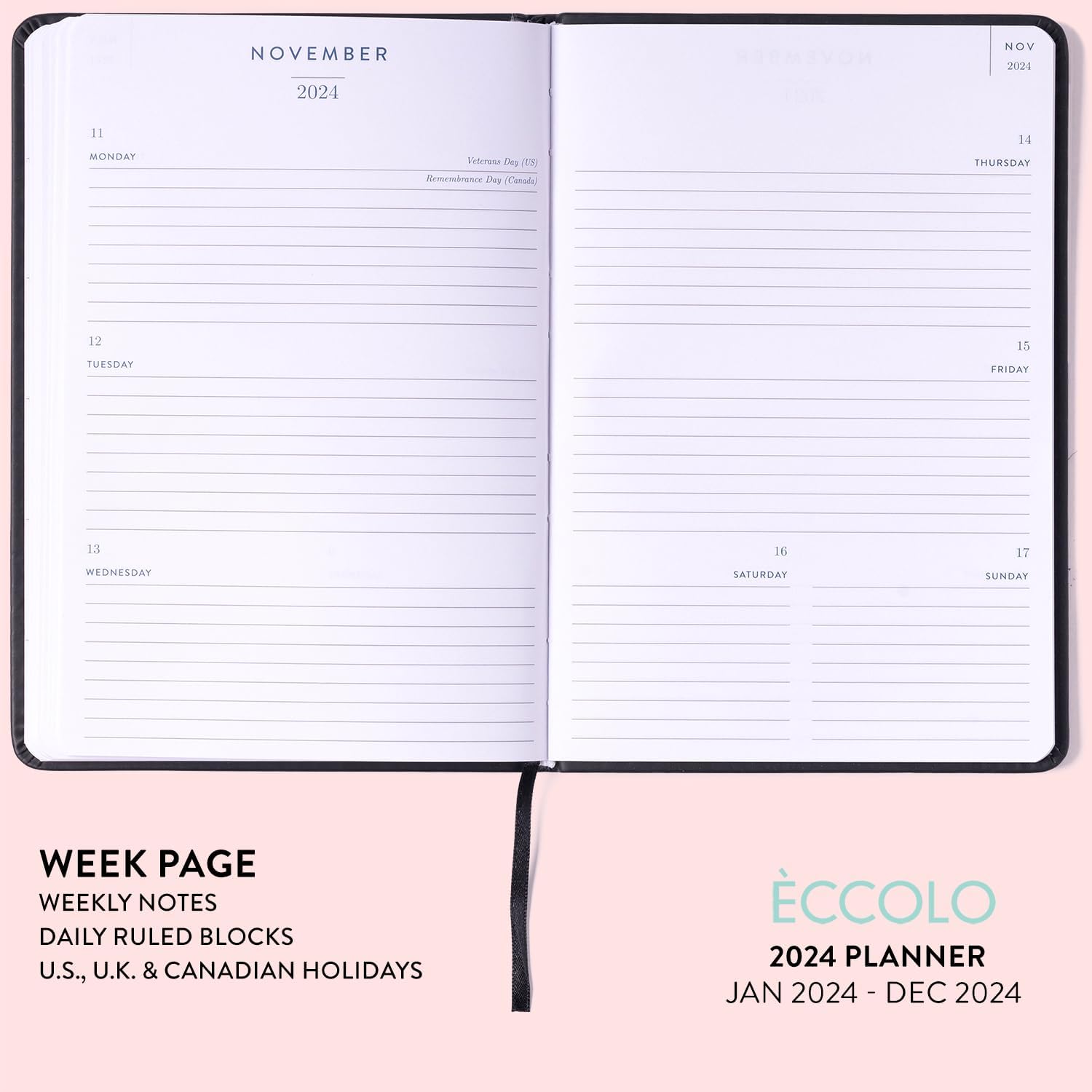 2024 Black Planner 6x8 Bound Planner