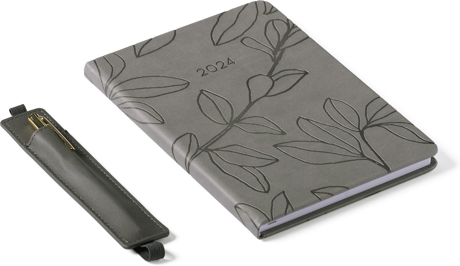 2024 Gray with Pen and Pouch 6x8 Bound Planner