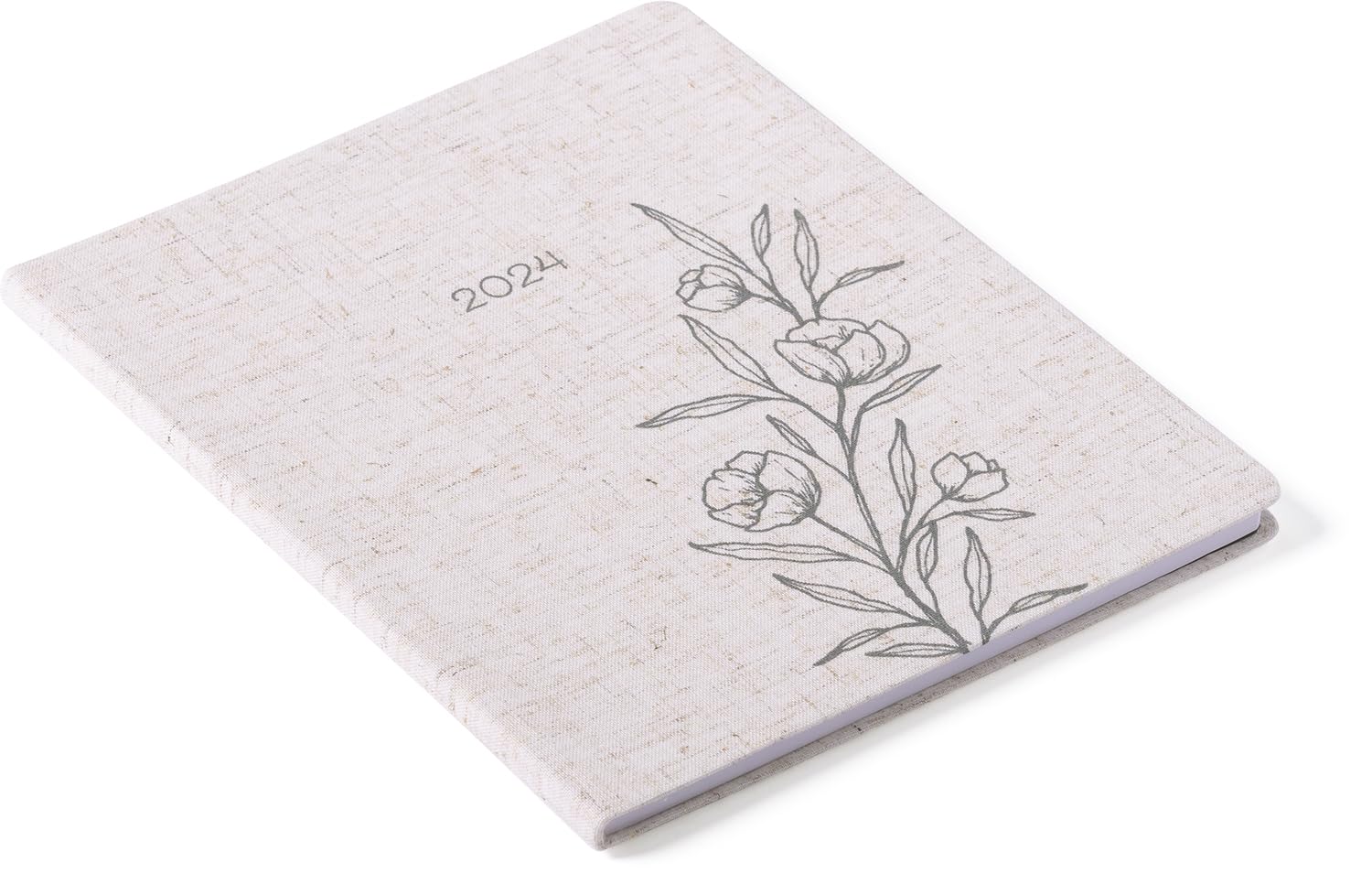 2024 Linen Botanical Large Bound Planner