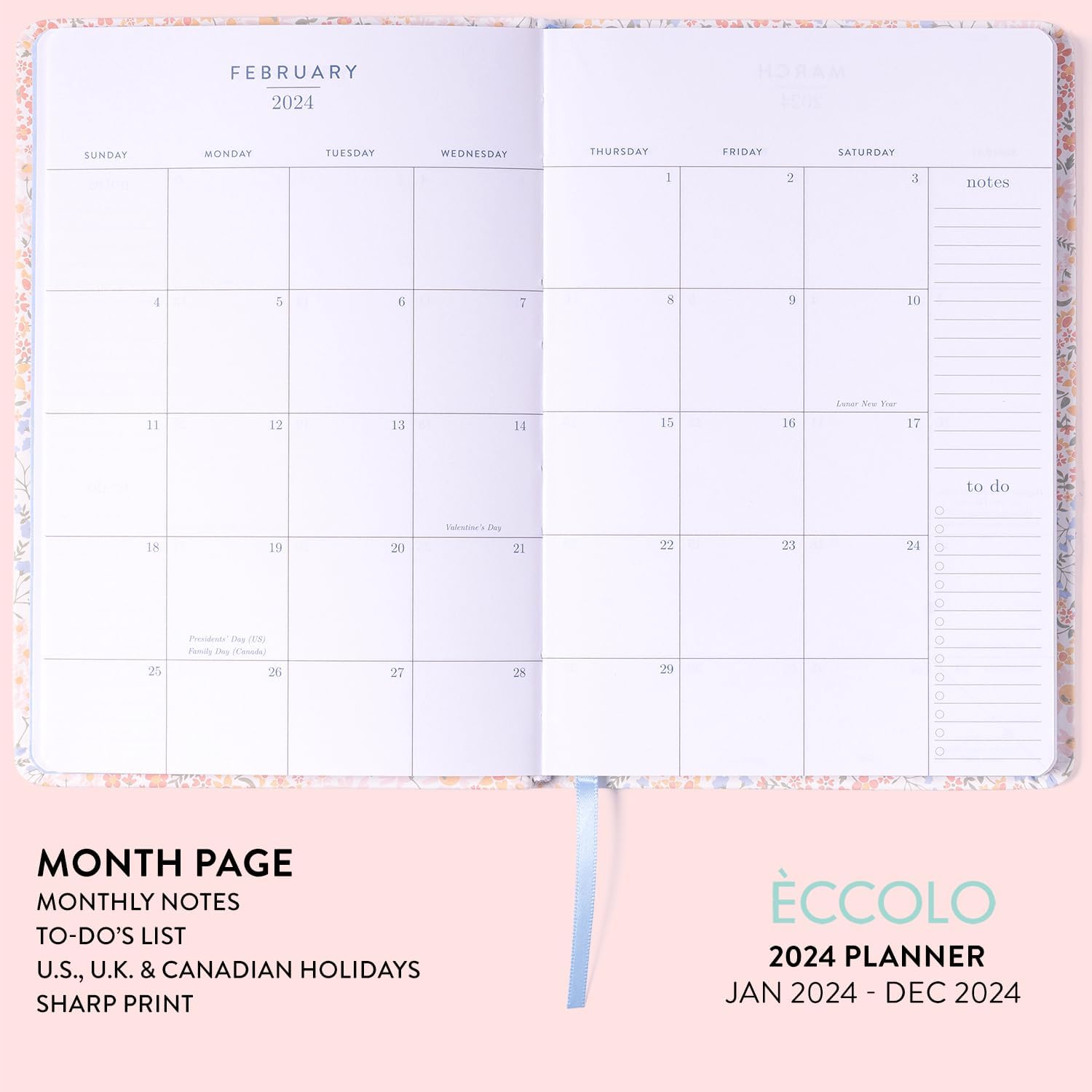 2024 Peach Flowery 6x8 Bound Planner