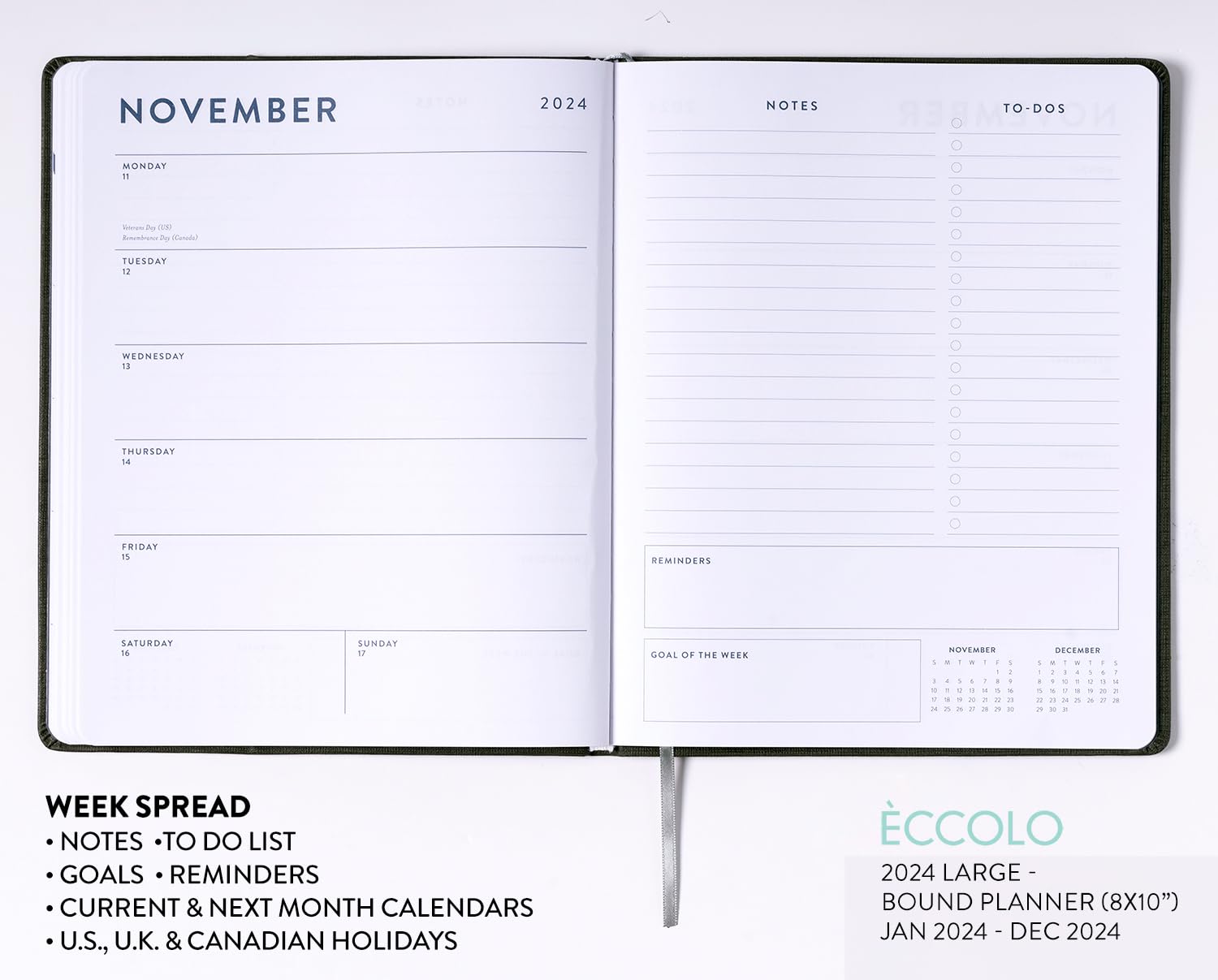 2024 Linen Grey Large Bound Planner
