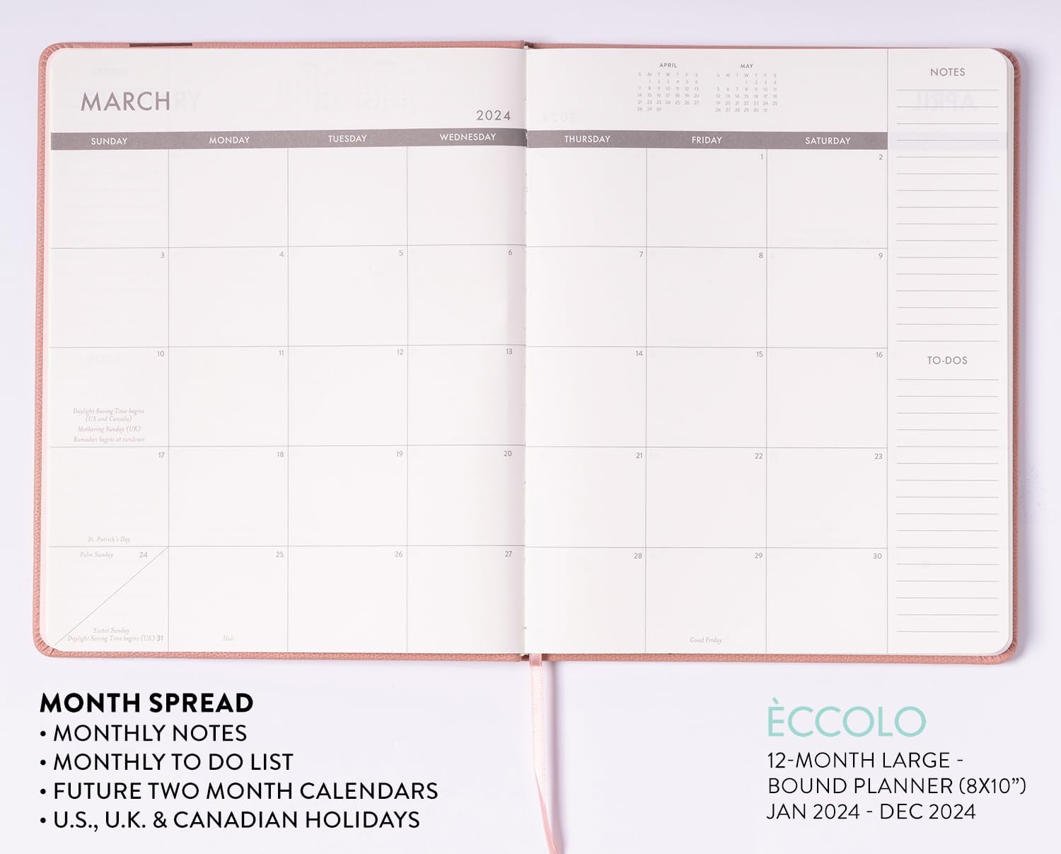 2024 Light Pink Large Bound Planner