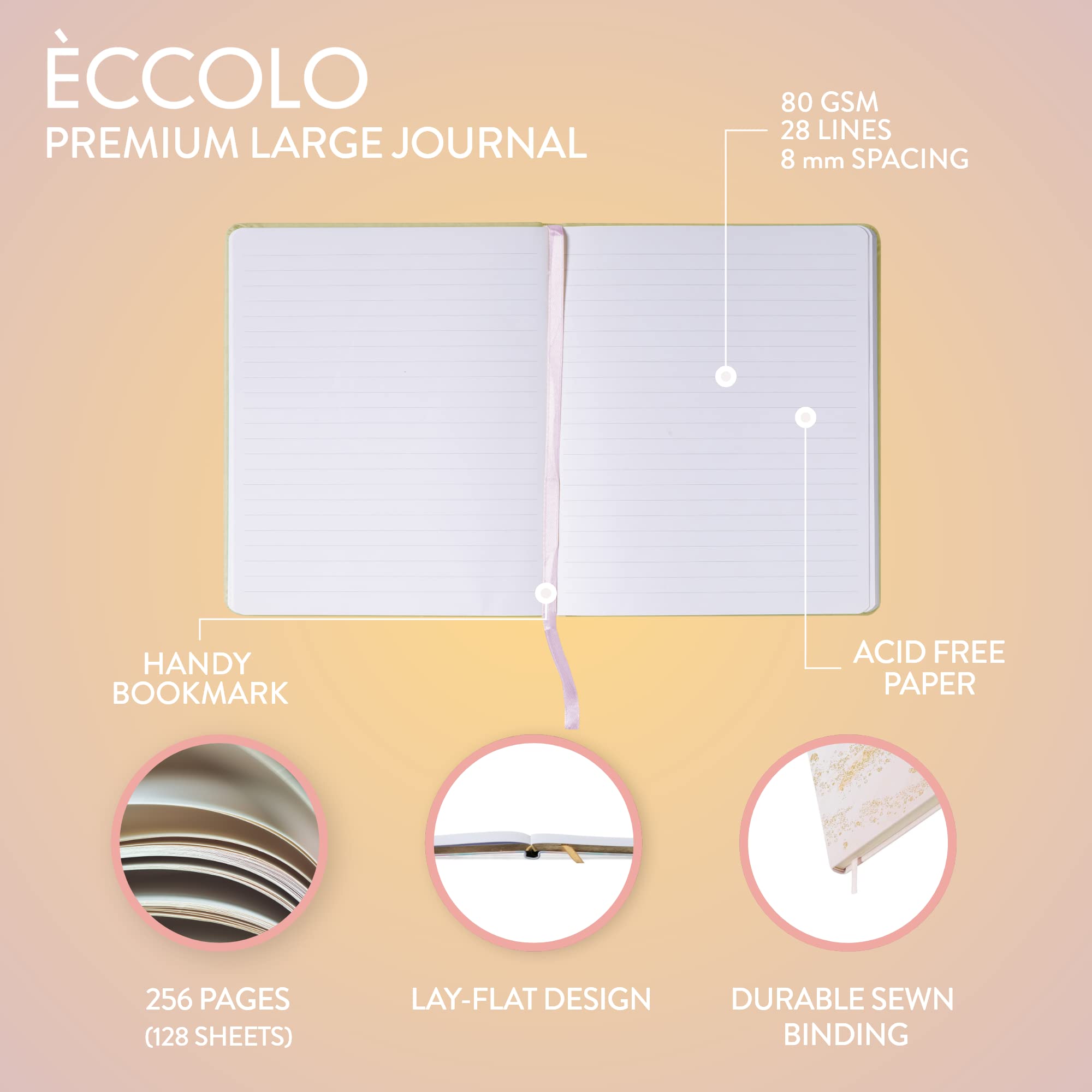256 Ruled White Pages Journal