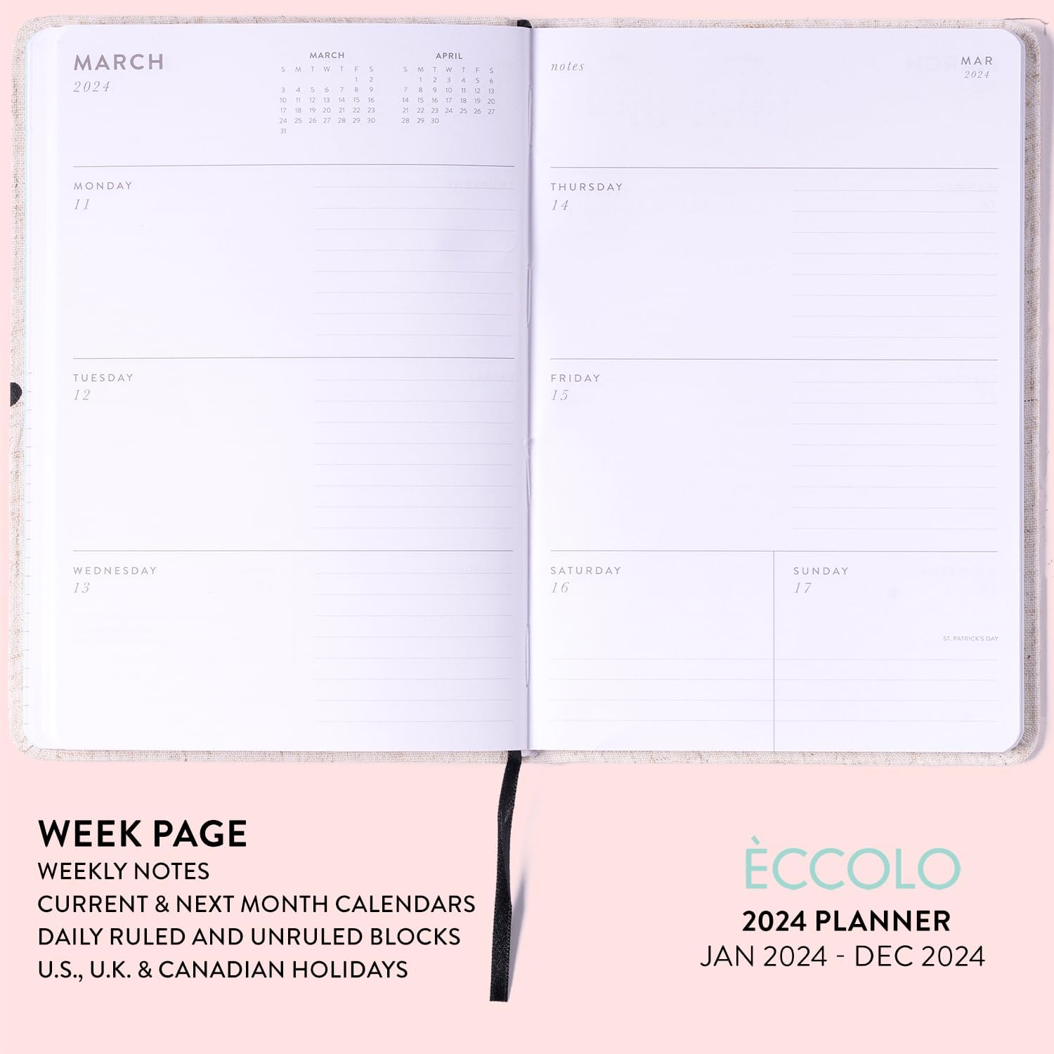2024 Linen Pindots 6x8 Bound Planner