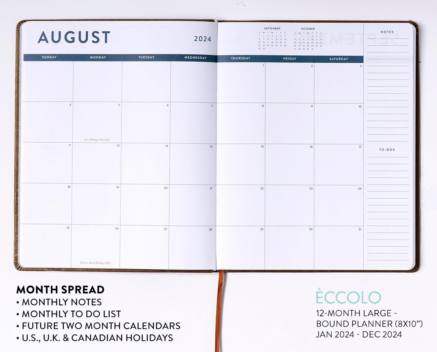 2024 Brown Shagreen Large Bound Planner