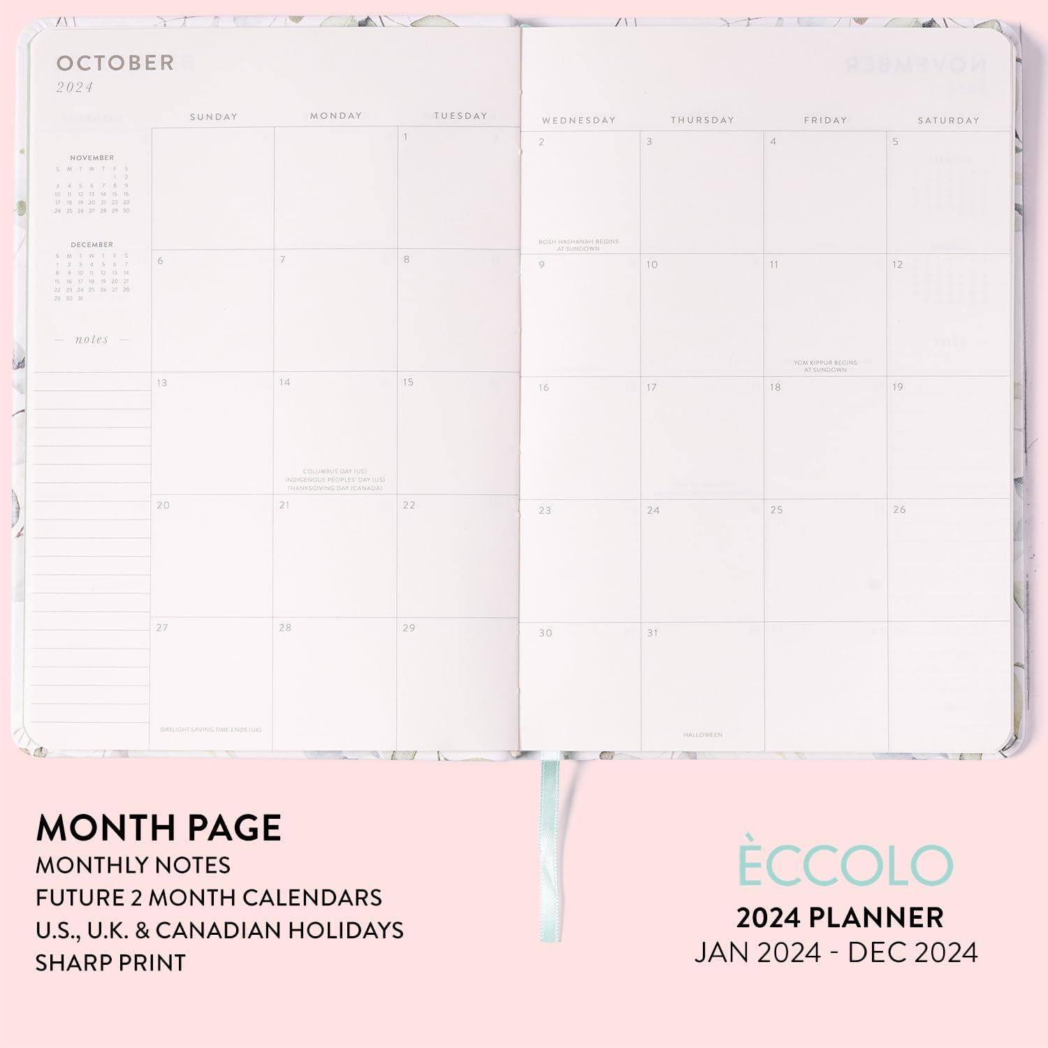 2024 Eucalyptus Watercolor 6x8 Bound Planner