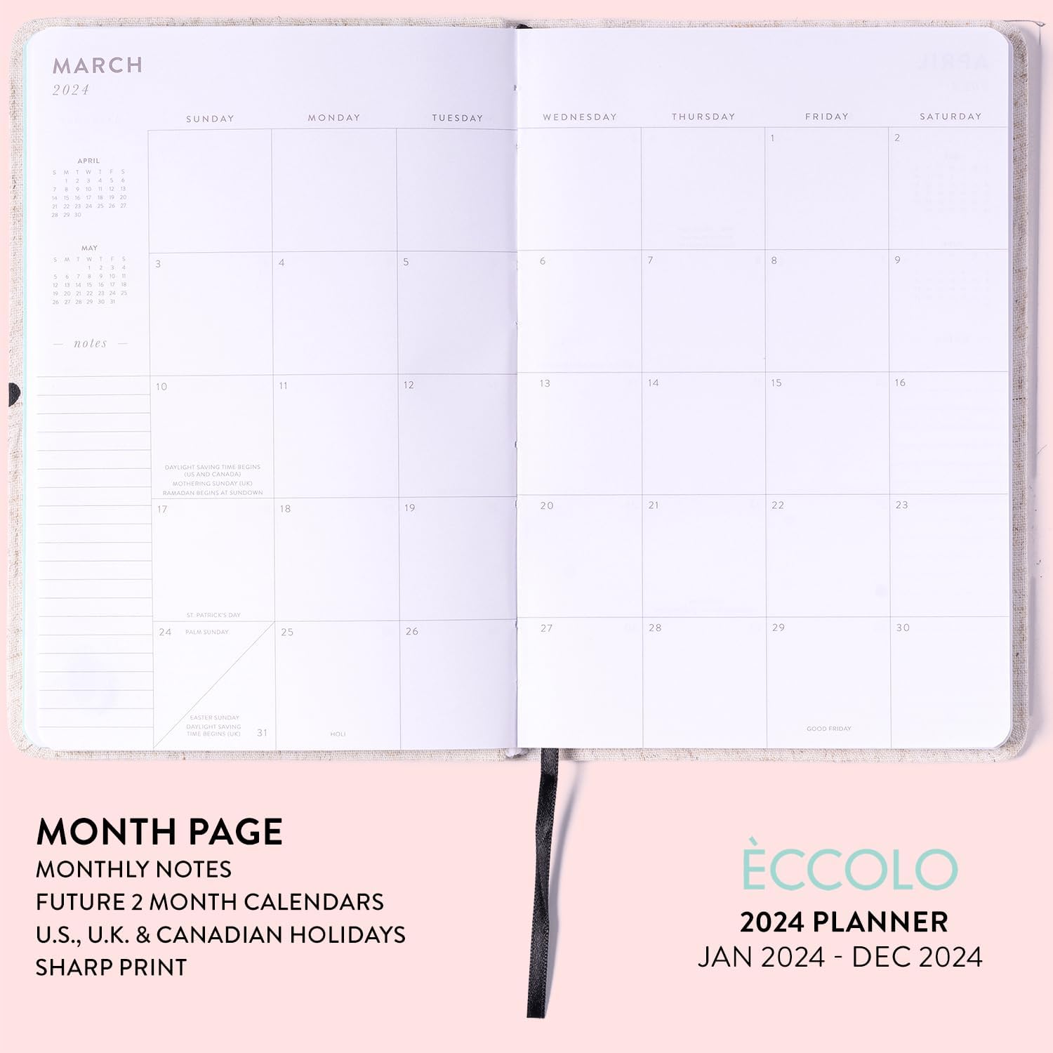 2024 Linen Pindots 6x8 Bound Planner