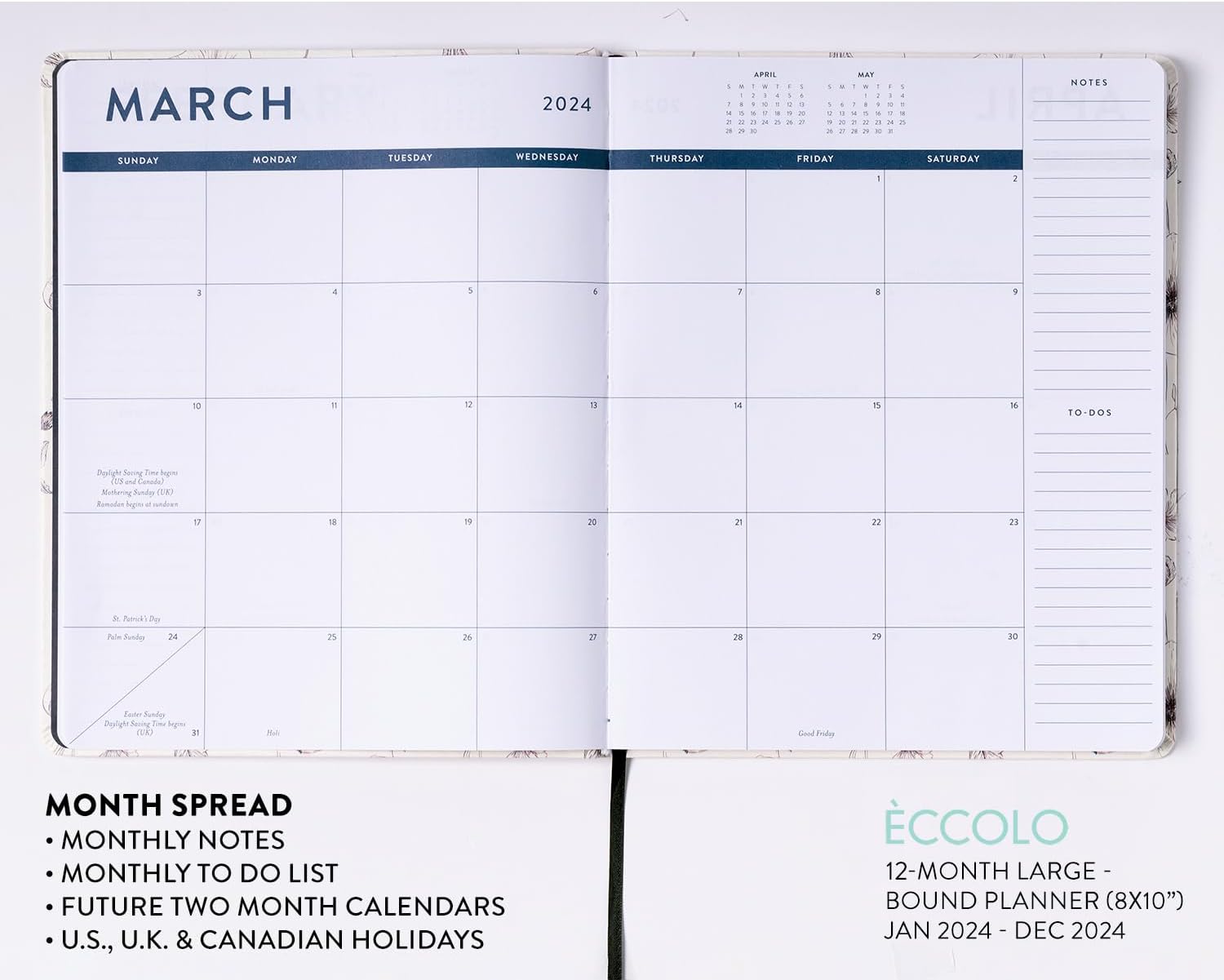 2024 Flower Blossoms Large Bound Planner