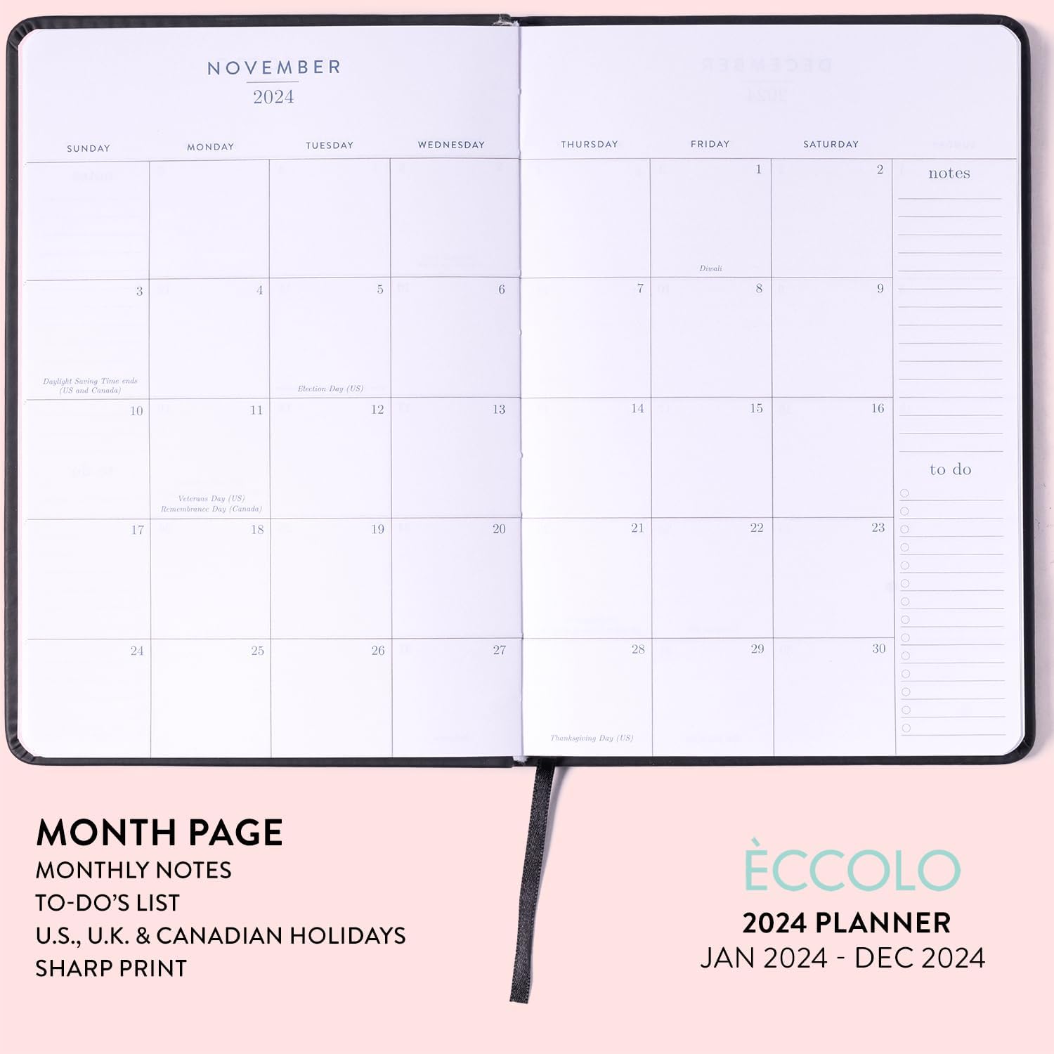 2024 Black Planner 6x8 Bound Planner