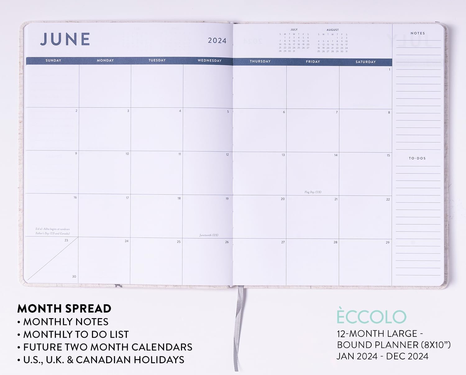 2024 Linen Botanical Large Bound Planner