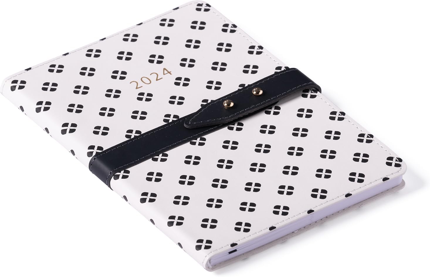 2024 Black & White with Pin Belt 6x8 Bound Planner