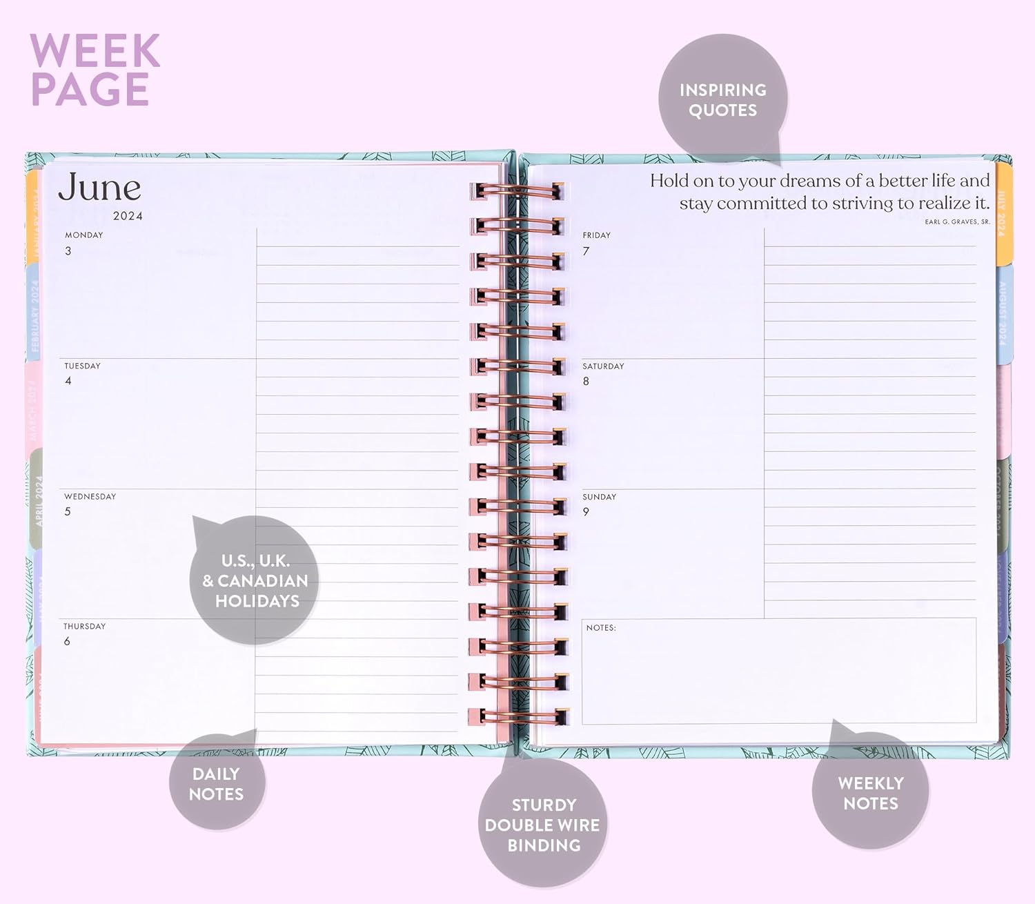 2024 Green Leaf Spiral Fun Planner
