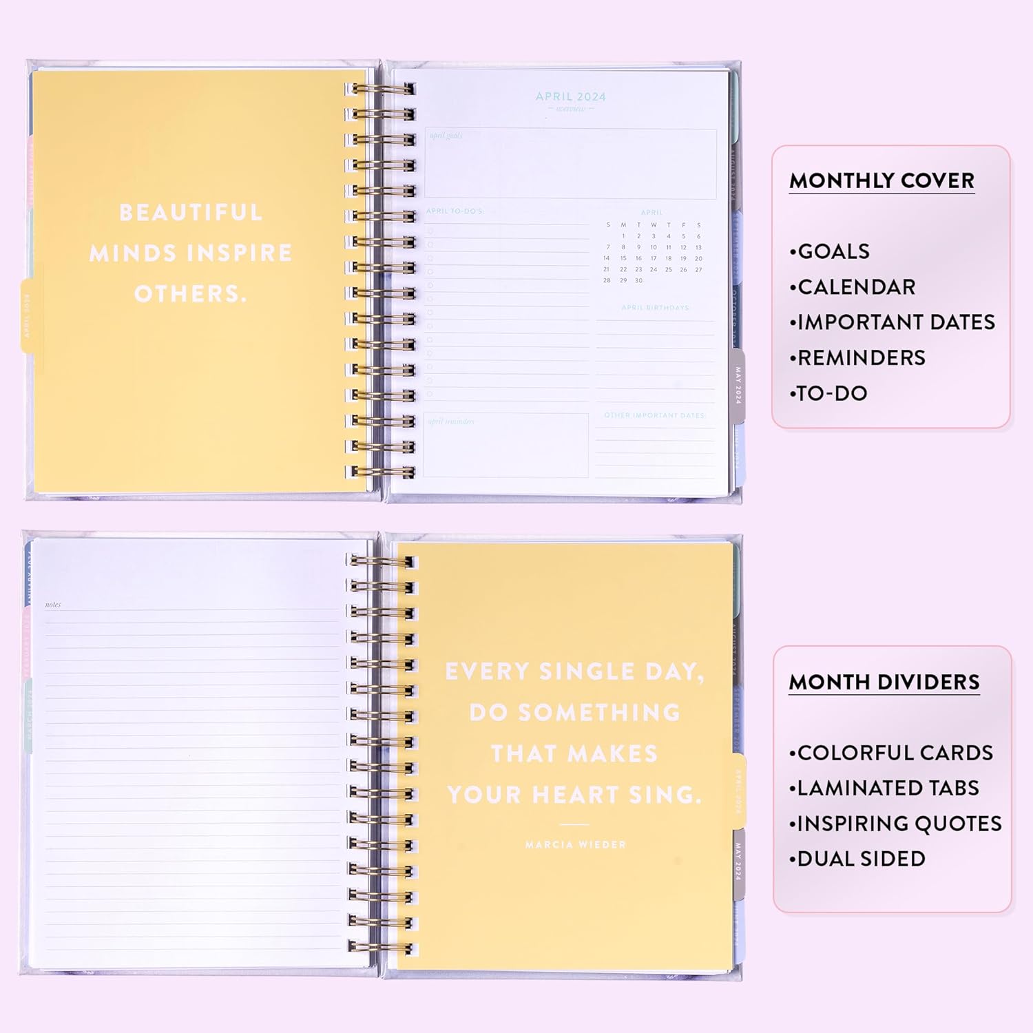 2024 Pastel Marble Spiral Fun Planner