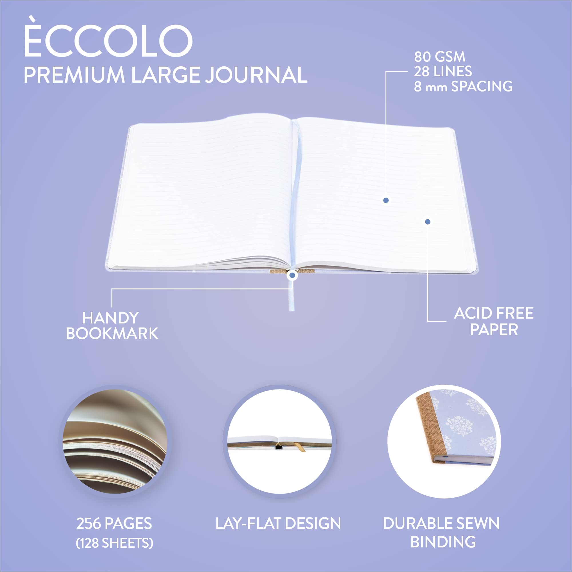 Writing Journal with 256 Ruled White Pages