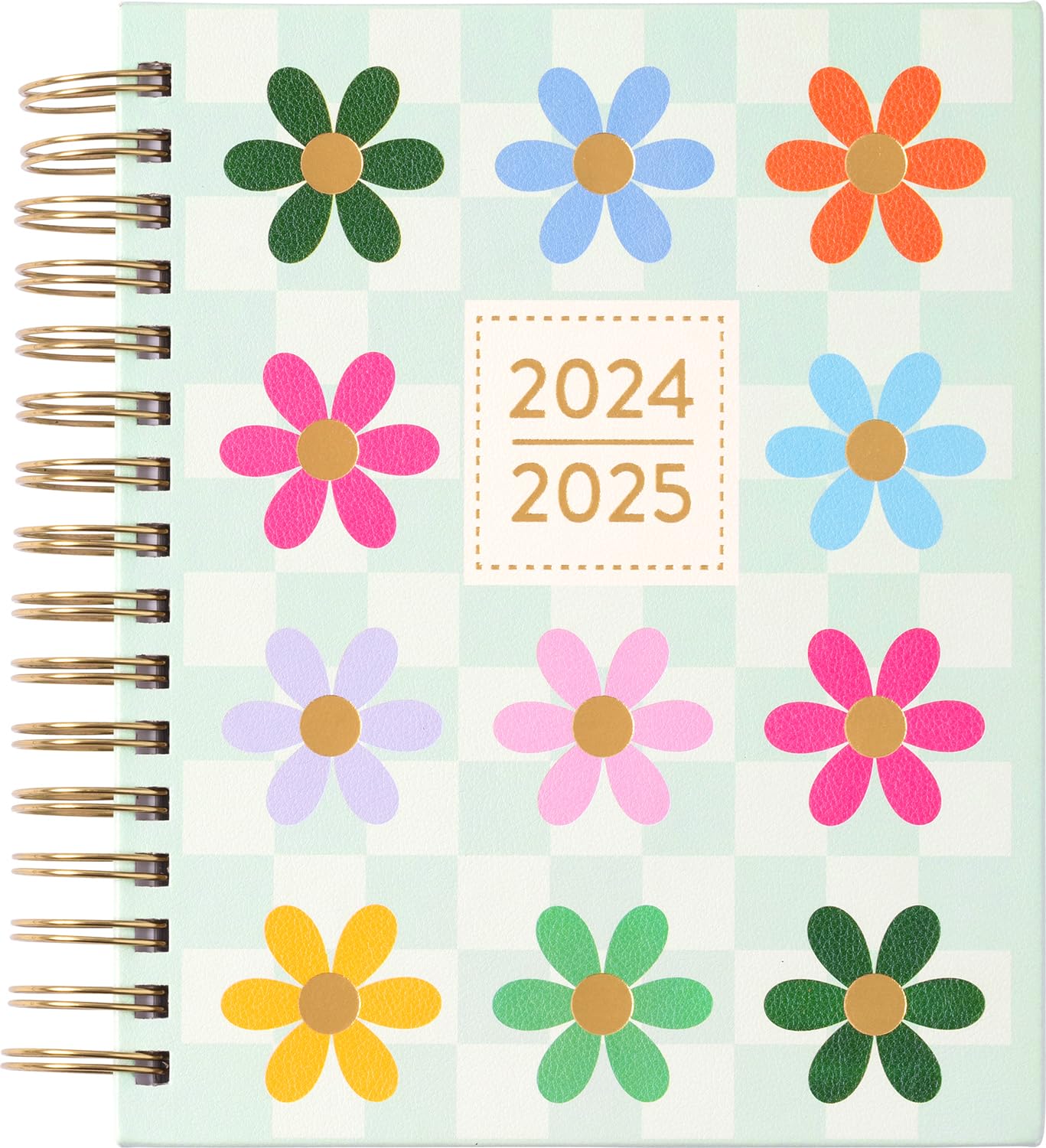Eccolo 20242025 Spiral Fun Planner Checkered Flowers