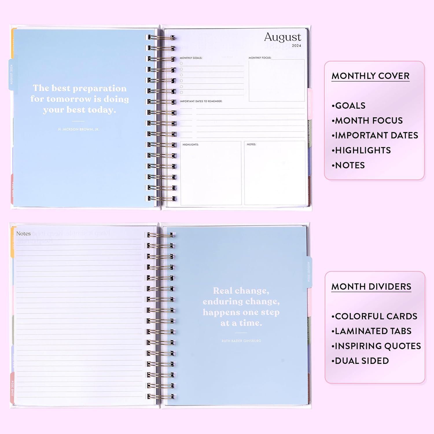 2024 Watercolor Dogs Spiral Fun Planner