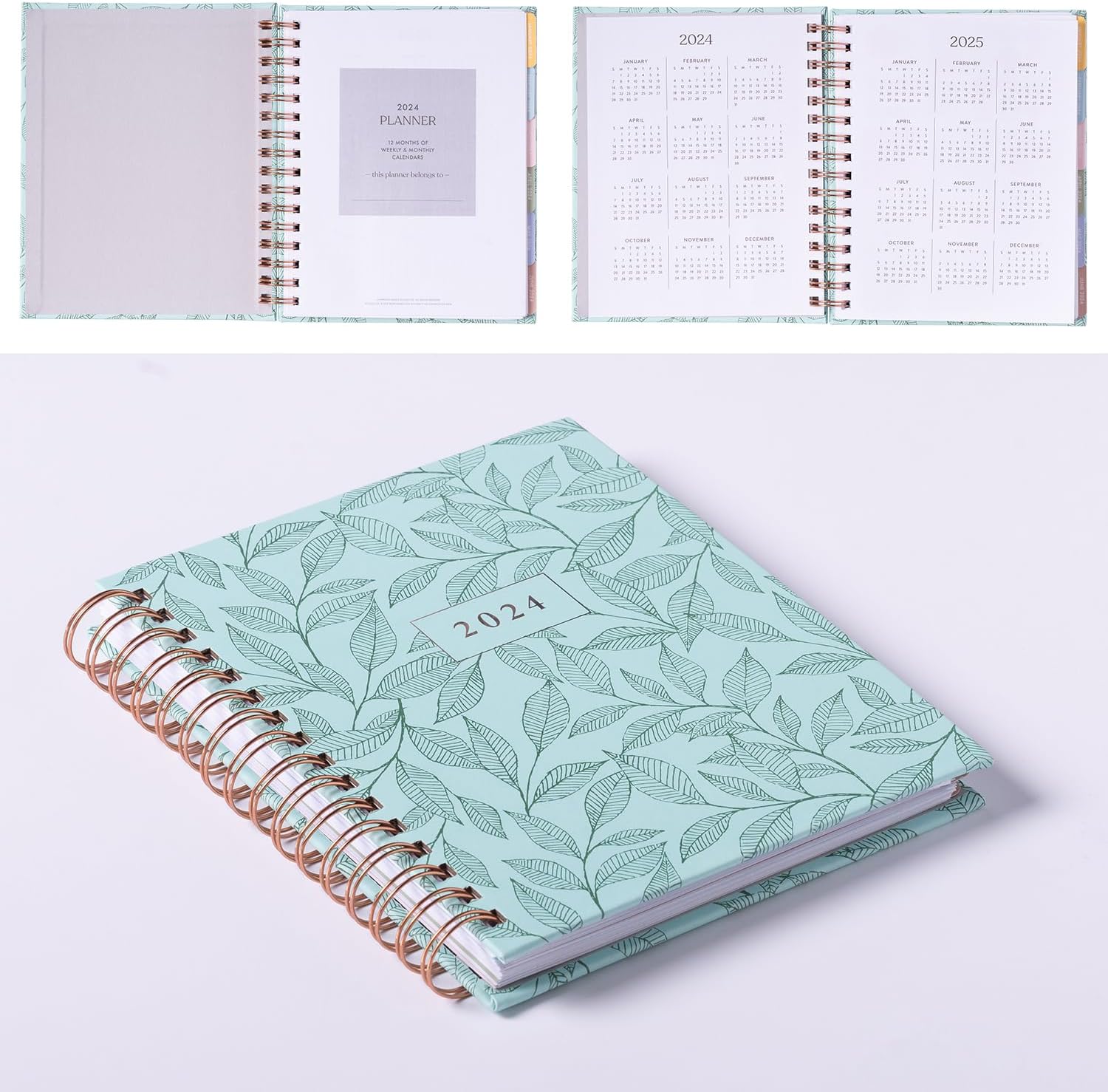 2024 Green Leaf Spiral Fun Planner