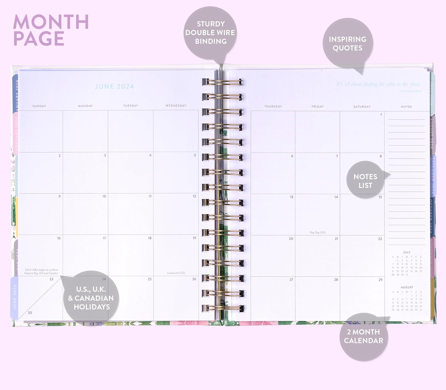 2024 Watercolor Garden Spiral Fun Planner