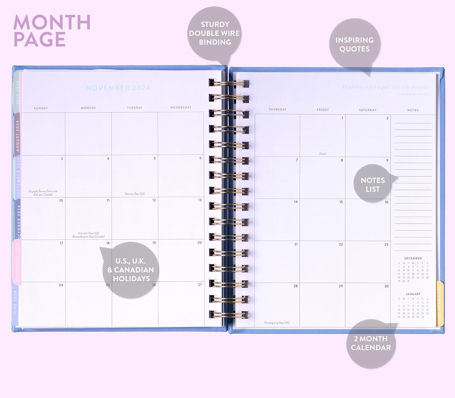 2024 Blue Daisy Spiral Fun Planner