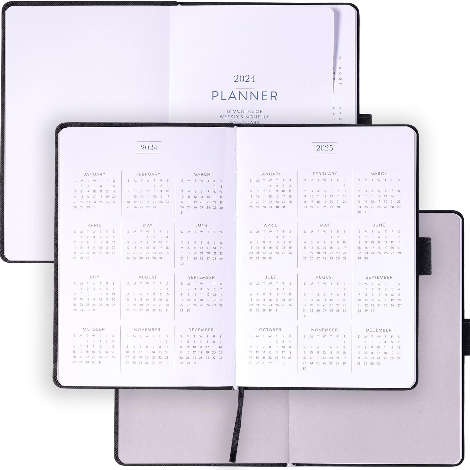 2024 Black with Tab Closure 6x8 Bound Planner