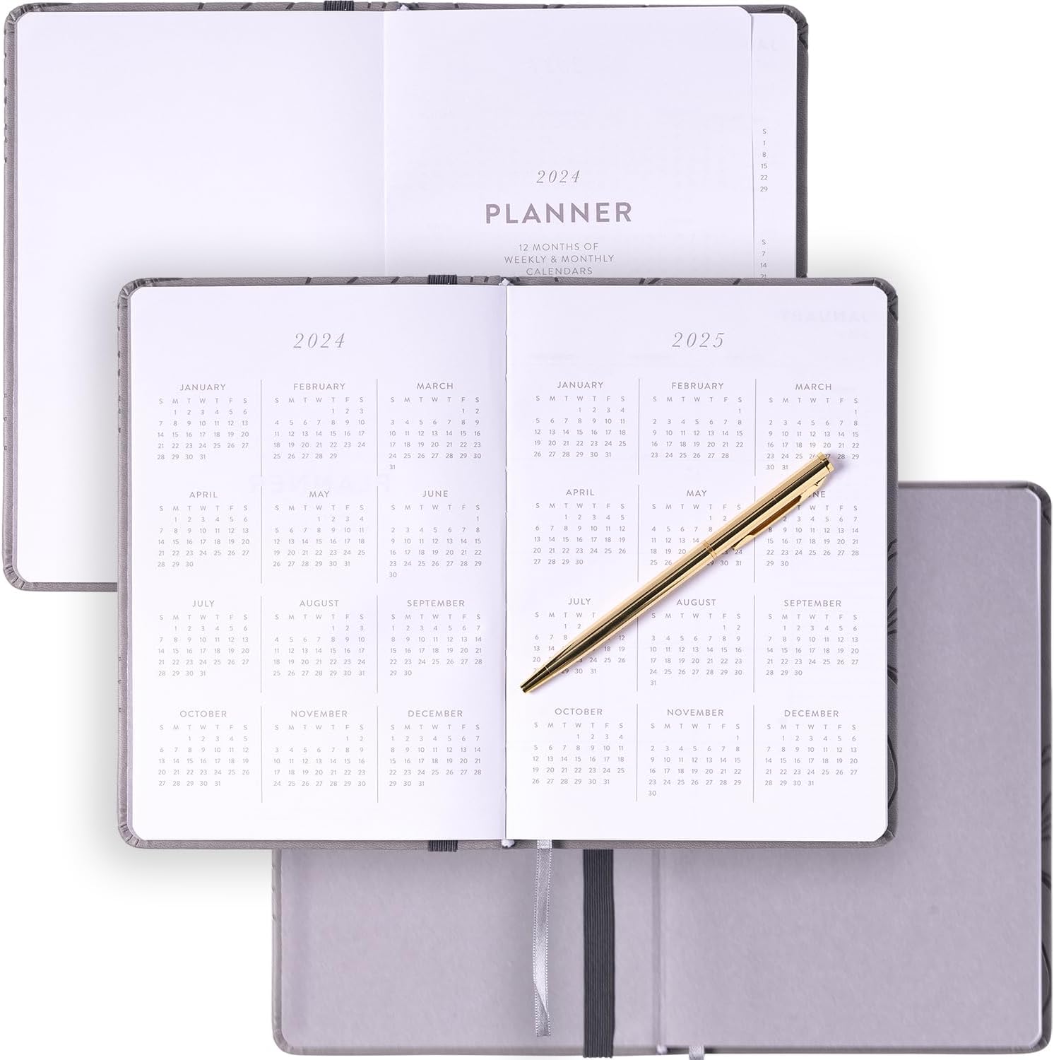 2024 Gray with Pen and Pouch 6x8 Bound Planner