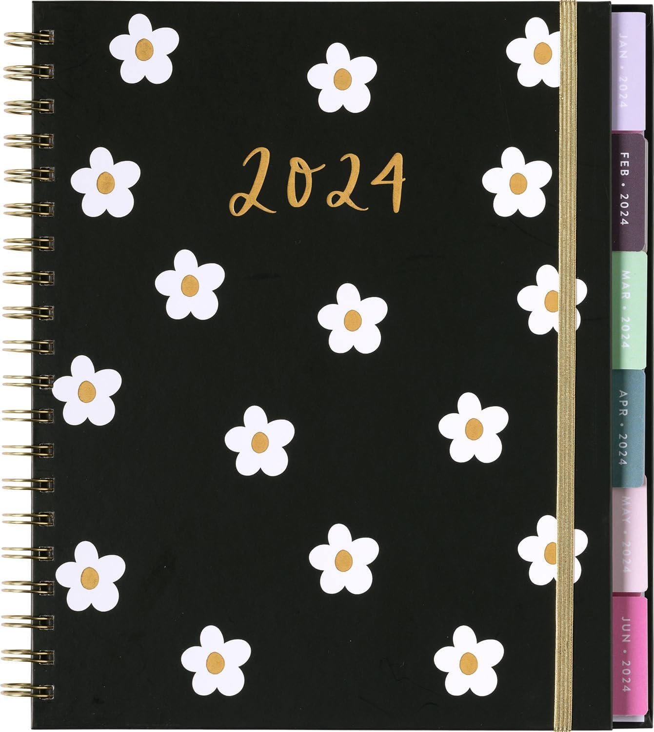 2024 Black Daisy Large Spiral Planner