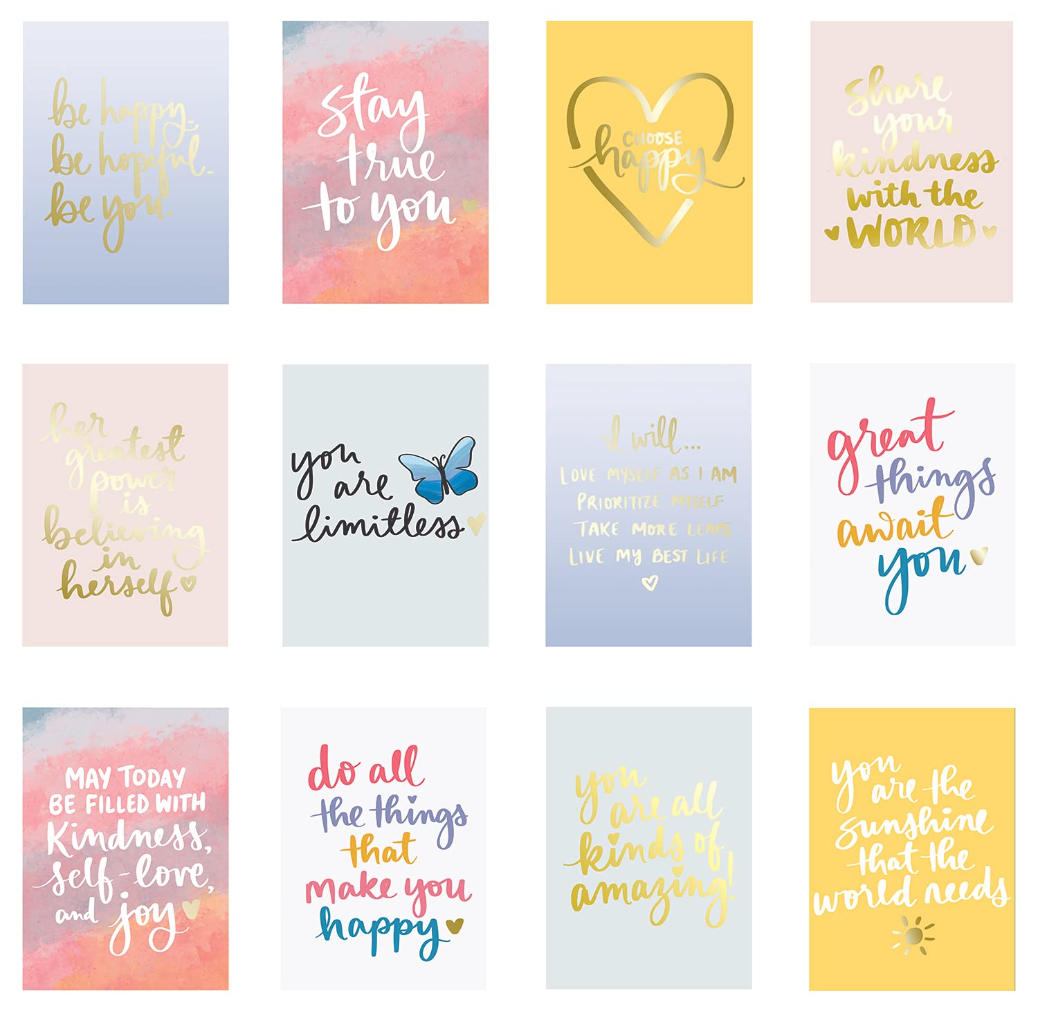 12 Gold Stamped Inspirational Display Cards by Dayna Lee