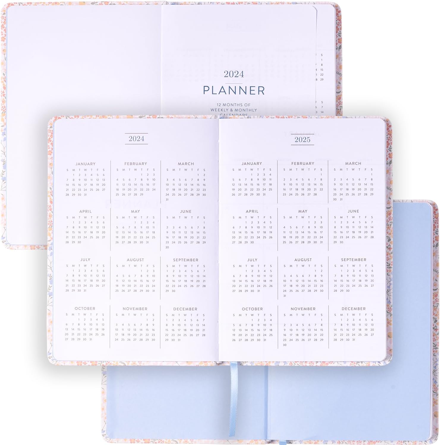 2024 Peach Flowery 6x8 Bound Planner