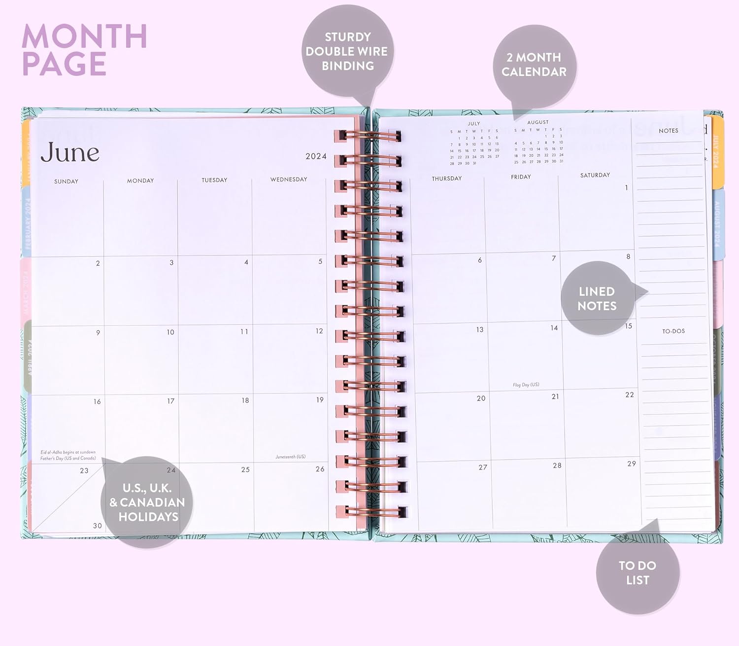 2024 Green Leaf Spiral Fun Planner