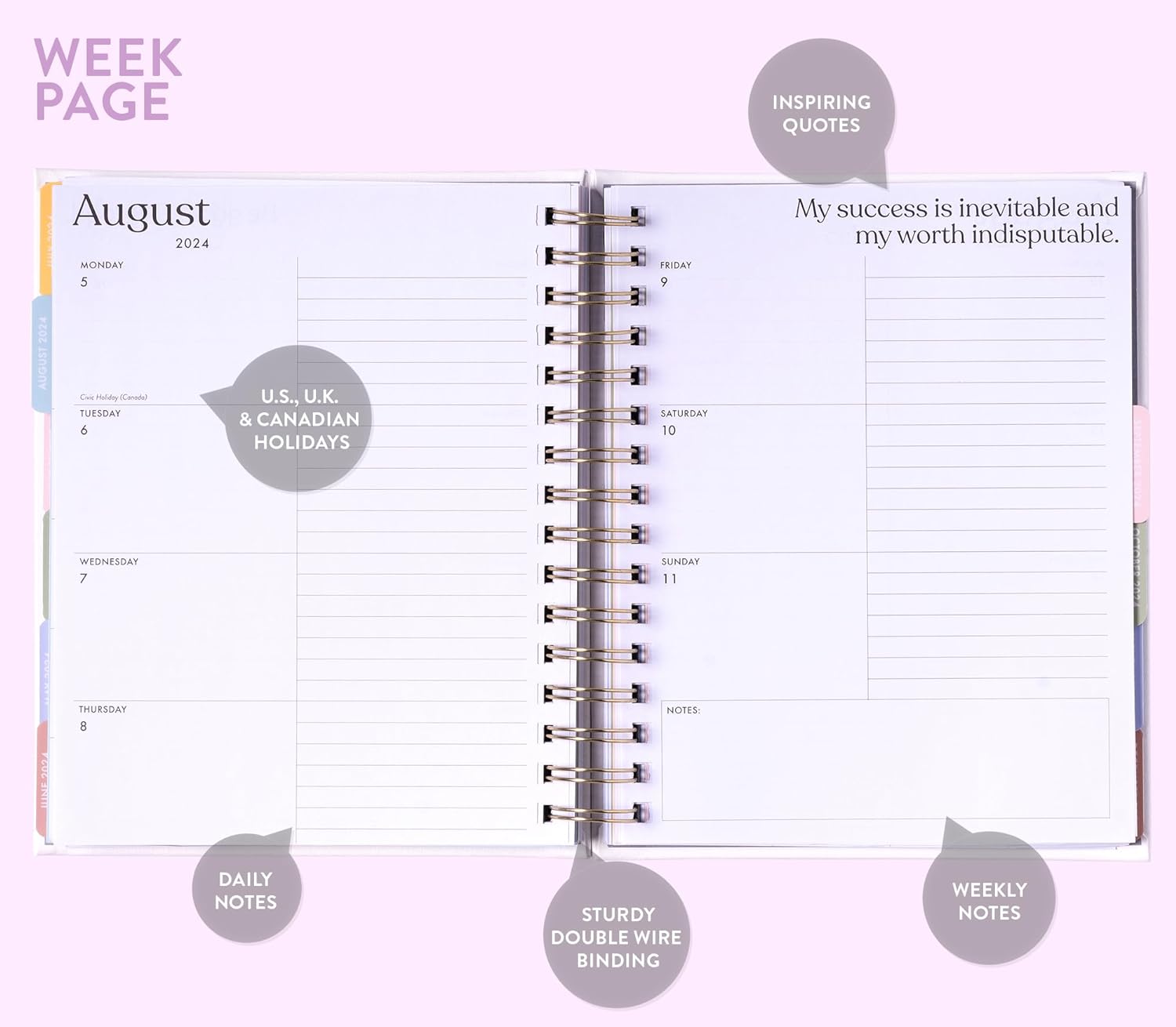 2024 Watercolor Dogs Spiral Fun Planner