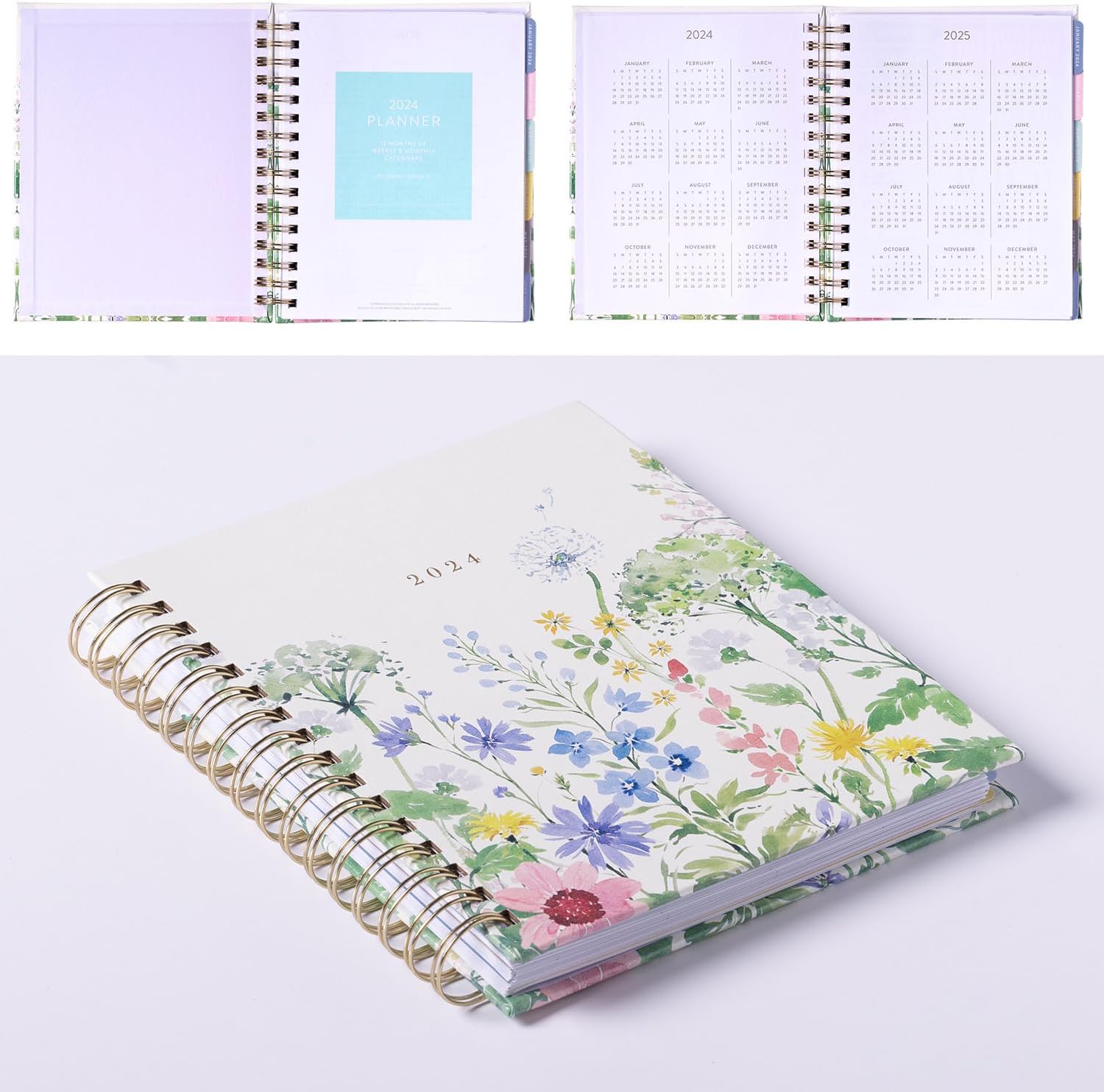 2024 Watercolor Garden Spiral Fun Planner