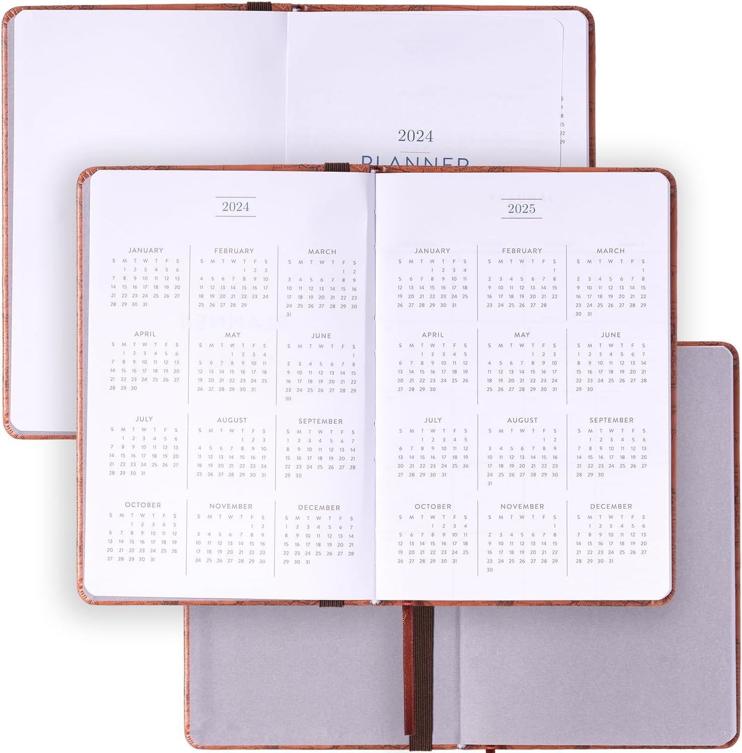 2024 Brown Map with Pen and Pouch 6x8 Bound Planner