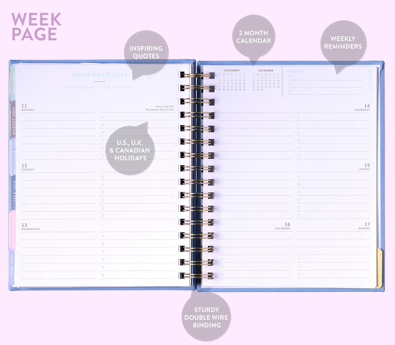 2024 Blue Daisy Spiral Fun Planner