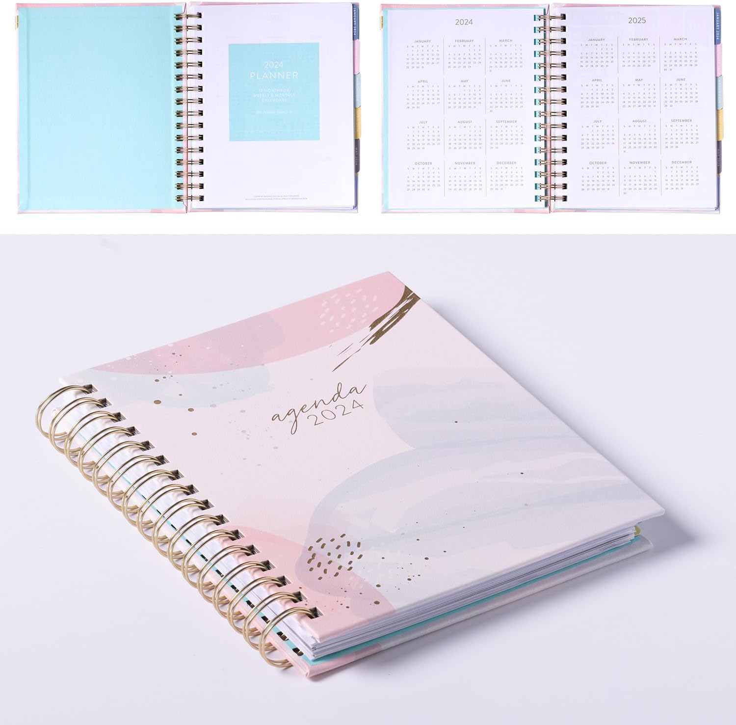 2024 Pastel Brush Strokes Spiral Fun Planner