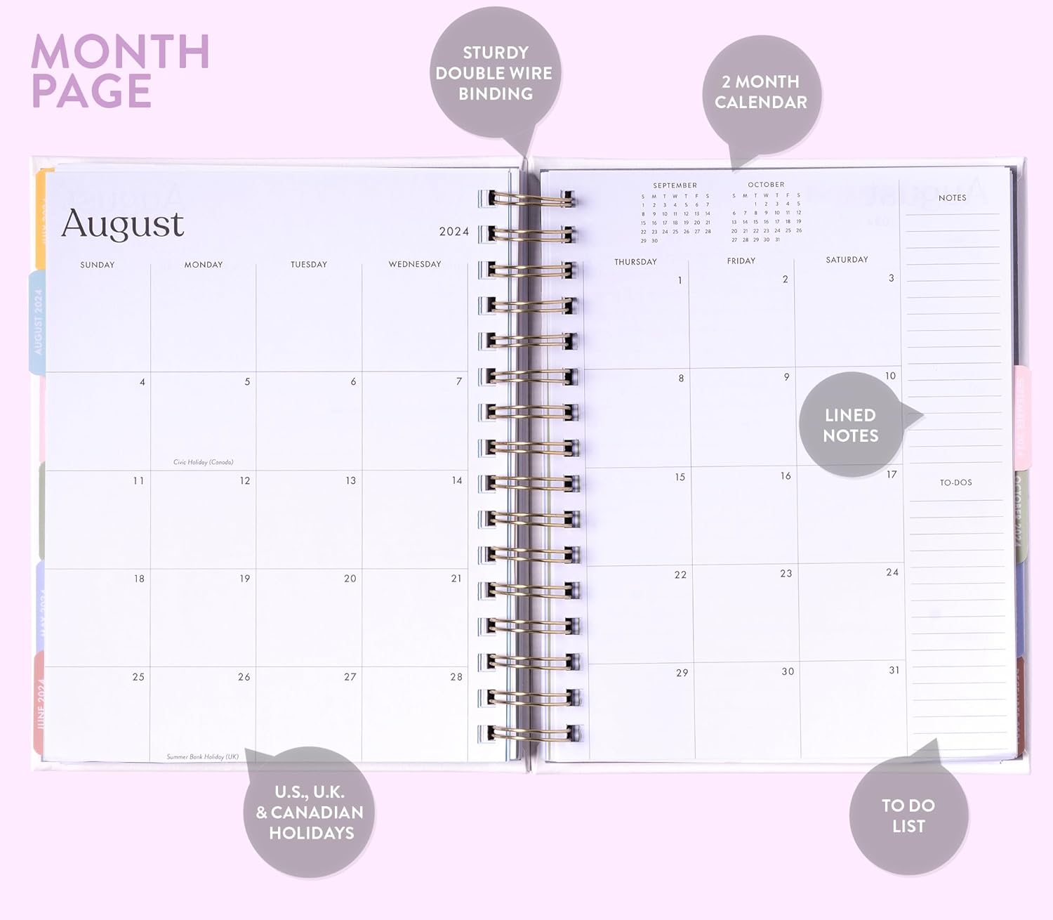 2024 Watercolor Dogs Spiral Fun Planner