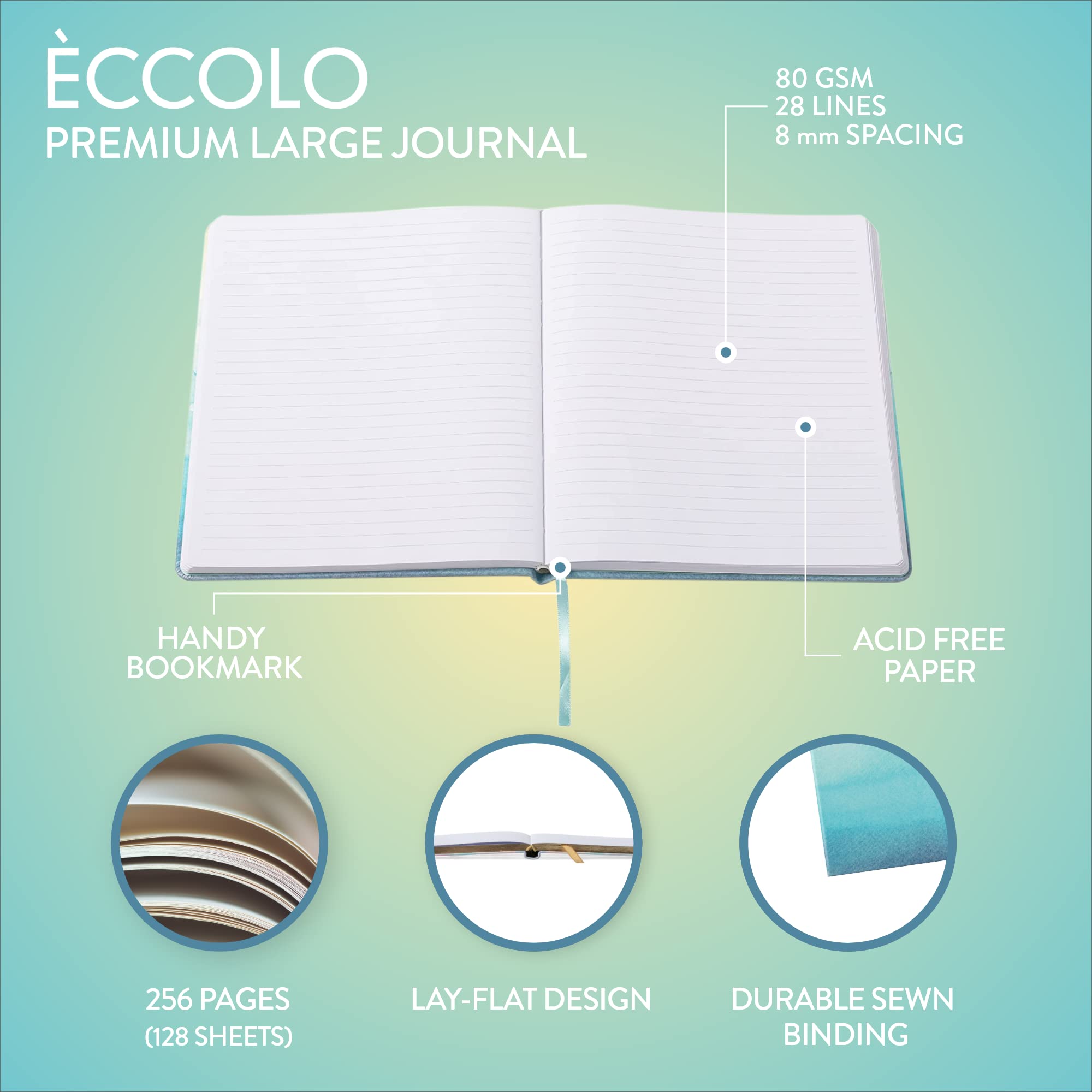 Journal with 256 Ruled White Pages