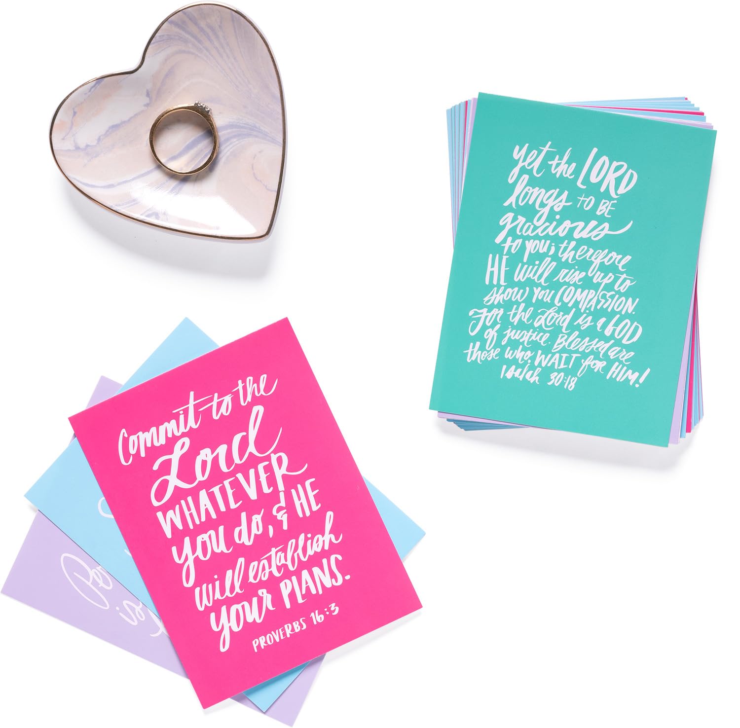Purple Heart Ring Holder with Live by Faith Scripture Cards