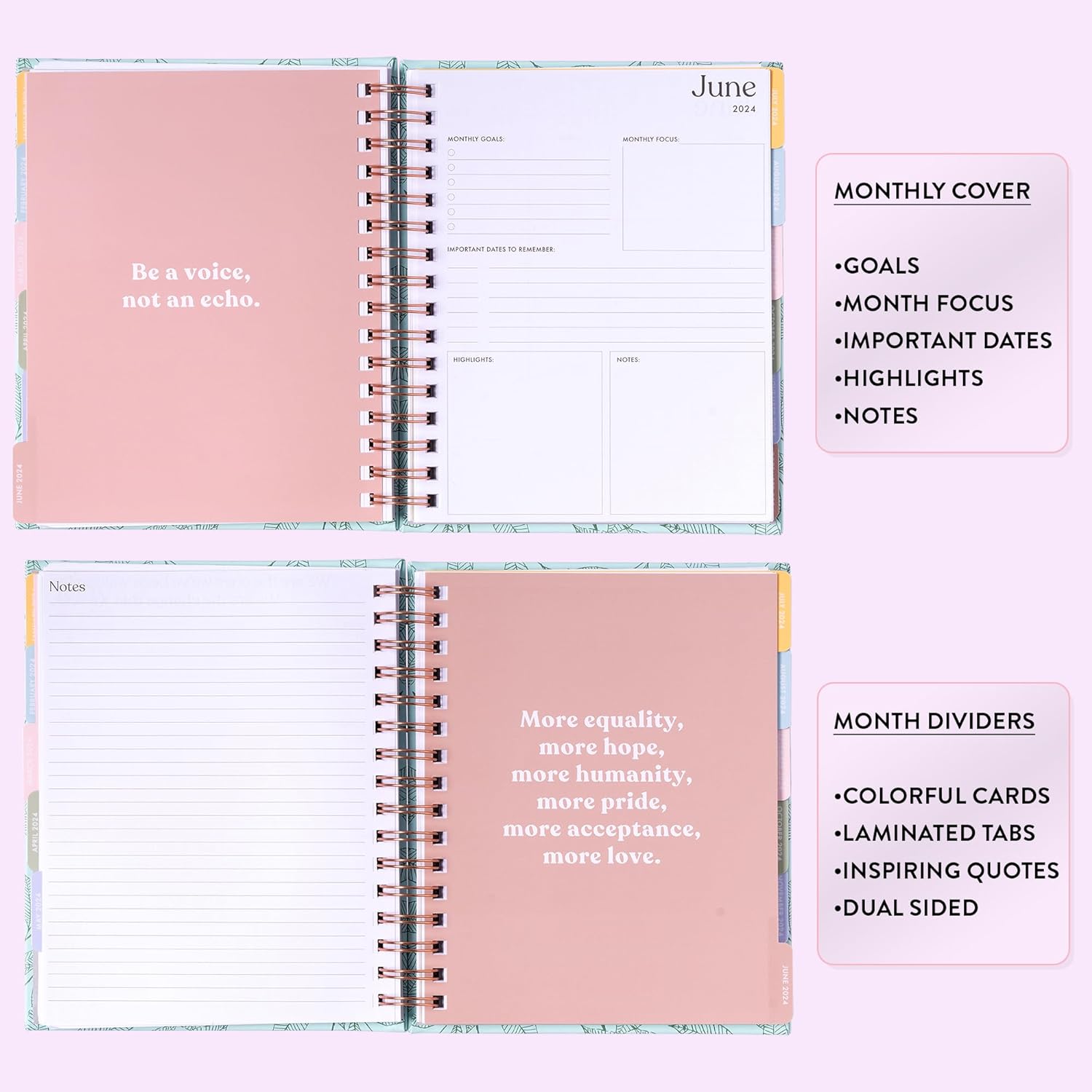 2024 Green Leaf Spiral Fun Planner