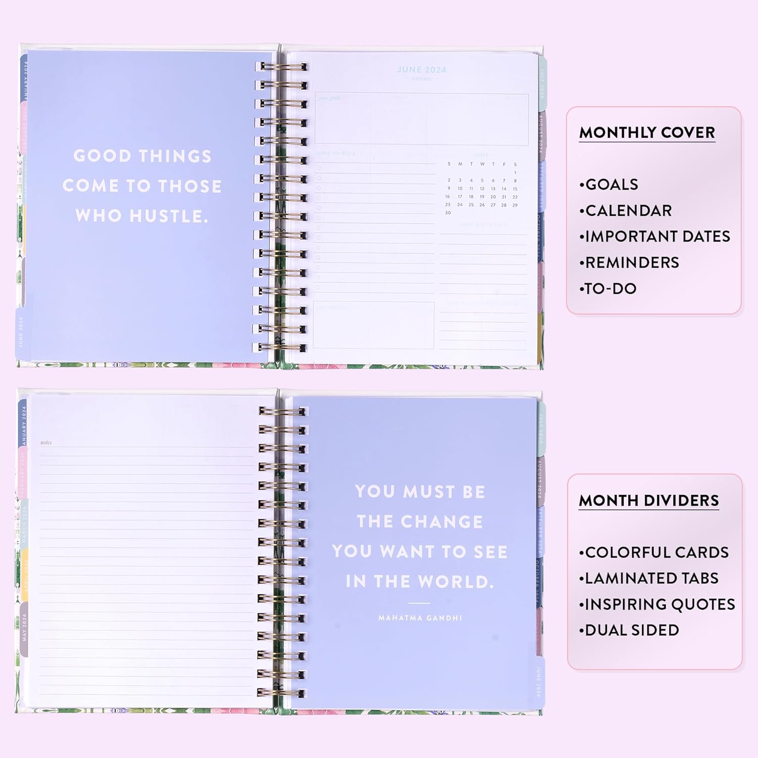 2024 Watercolor Garden Spiral Fun Planner