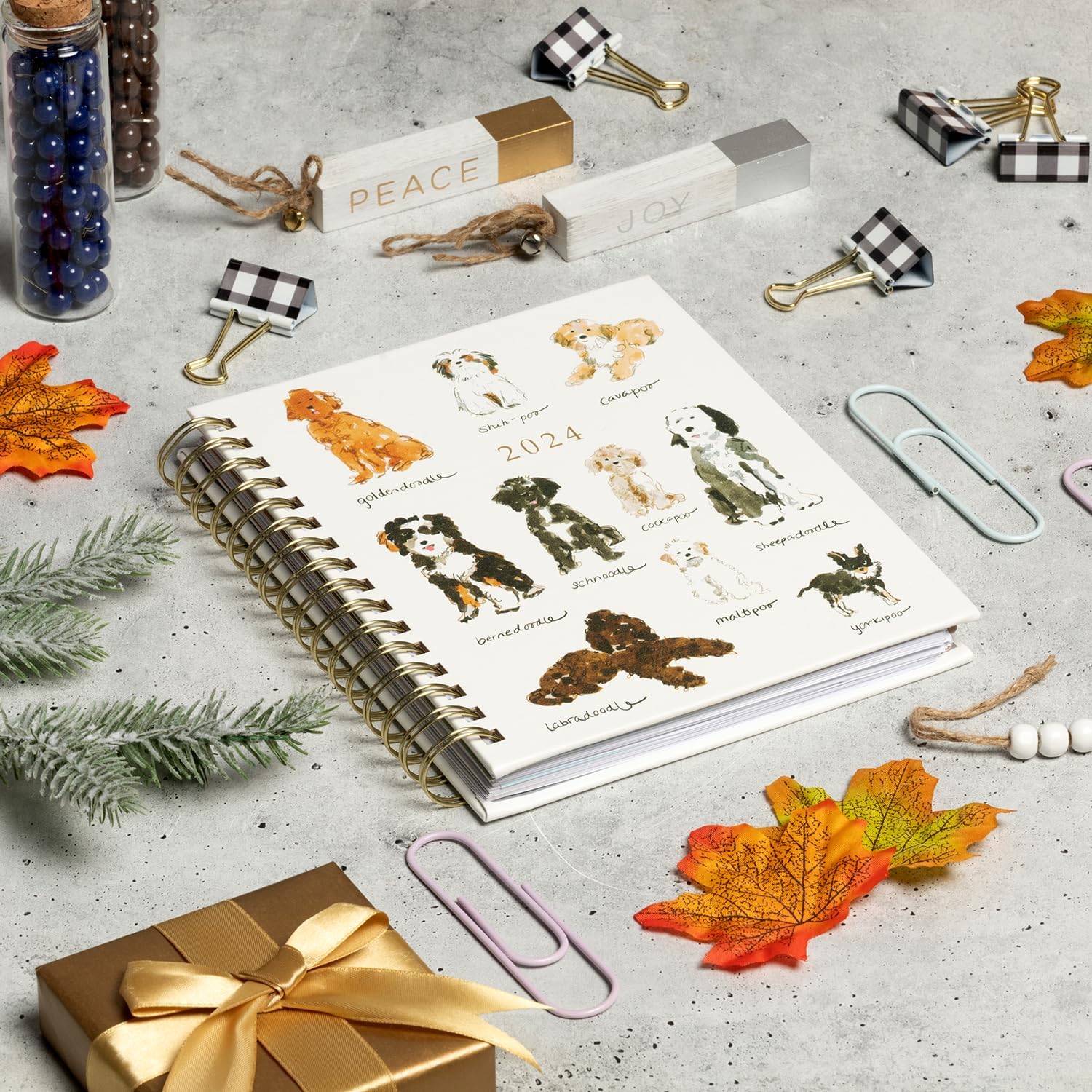 2024 Watercolor Dogs Spiral Fun Planner