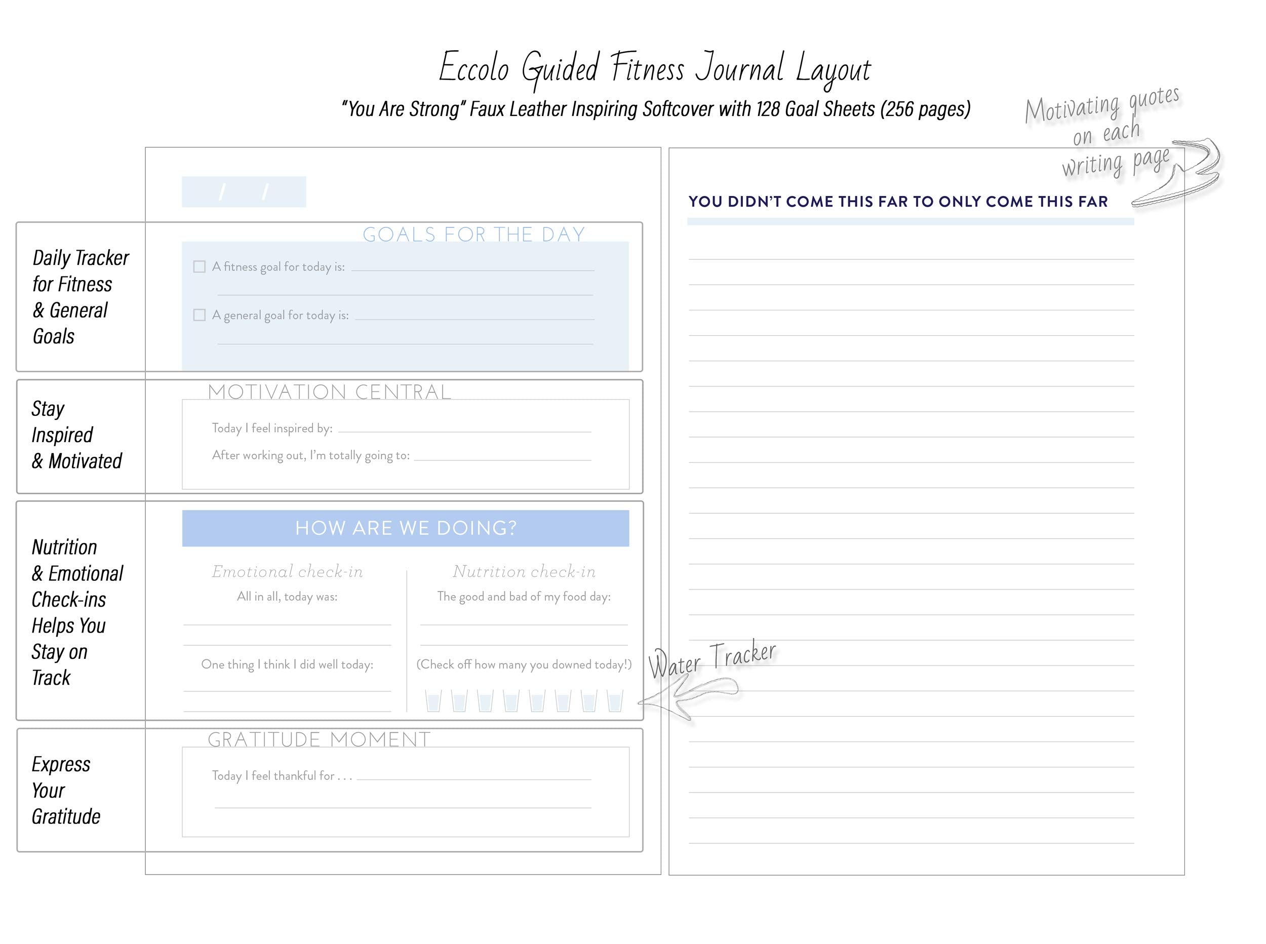 Gray Eccolo Fitness Tracker Journal 6x8 inches Picture