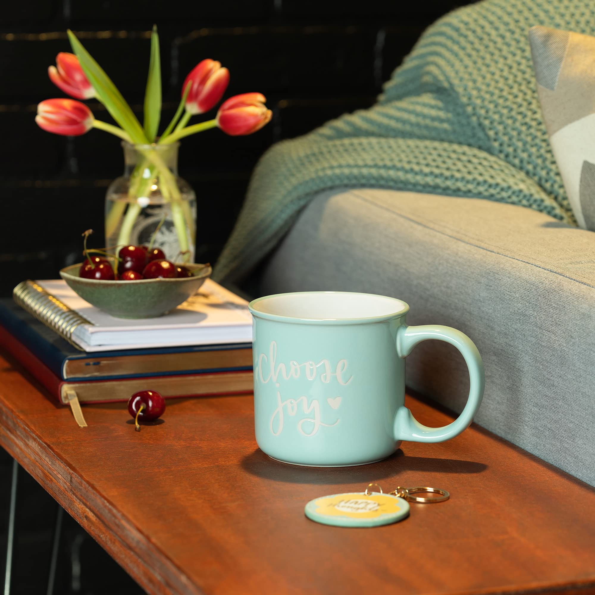 Keychain and Stoneware Coffee Mug Set by Dayna Lee