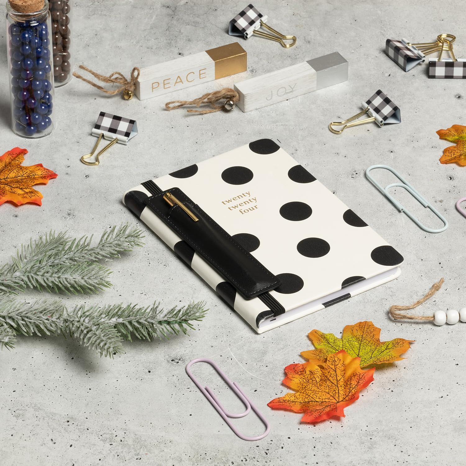 2024 Polka Dot with Pen and Pouch 6x8 Bound Planner