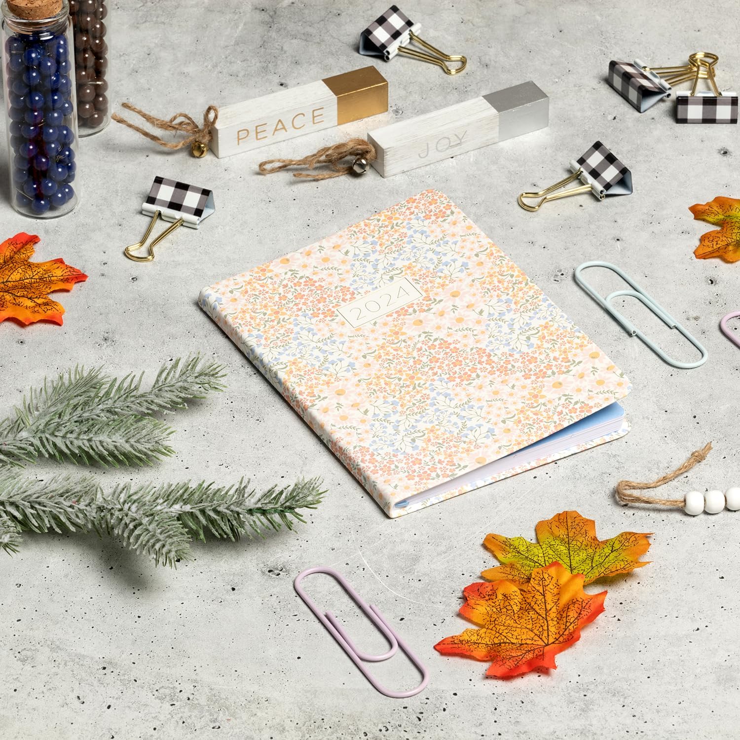2024 Peach Flowery 6x8 Bound Planner