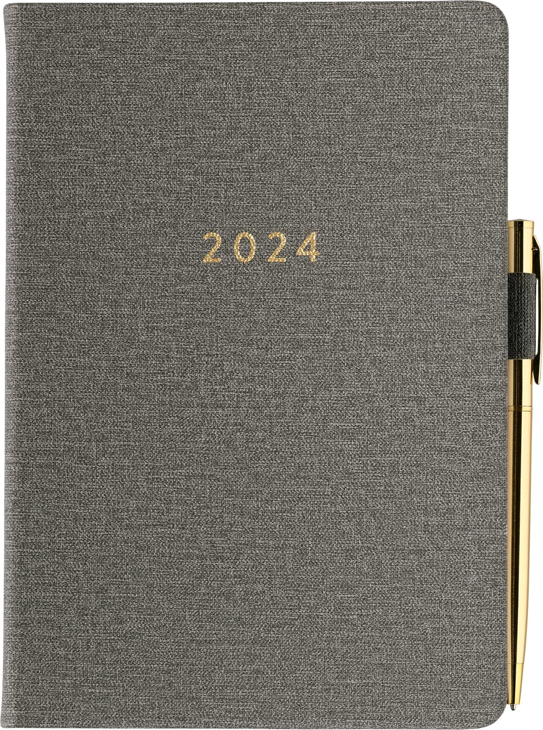 2024 Gray Linen with Pen 6x8 Bound Planner