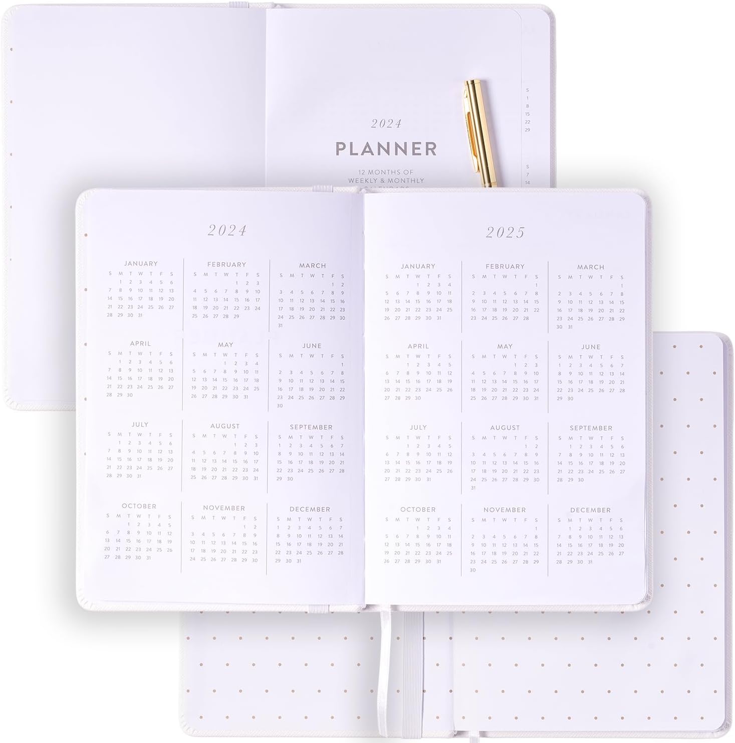 2024 Ivory with Pen and Pouch 6x8 Bound Planner